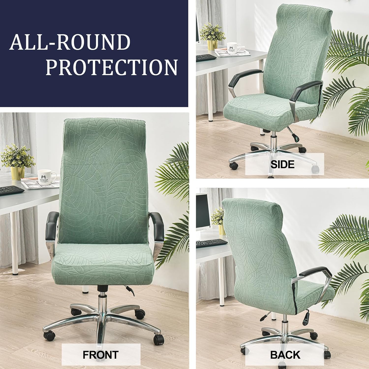 Stretch Office Chair Cover with Zipper Printed Computer Chair Cover for Armrest Chair Universal Removable Spandex Rotating Boss Chair Slipcovers Soft Desk Chair Seat Protector for Dogs, Cats (L, 56)