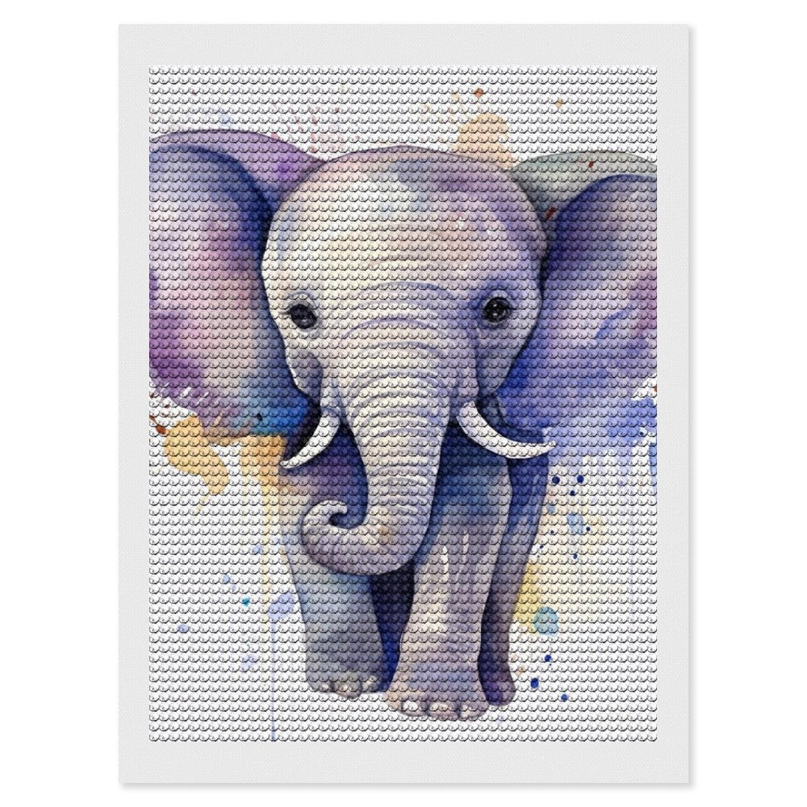 FodPand Diamond Art Kits for Adults, 5D Aurora Diamond Painting Kits for Beginners, Cute Elephant Watercolor DIY Full Drill Dots Gem Art Paint Crafts for Home Wall Decor 12"x16"