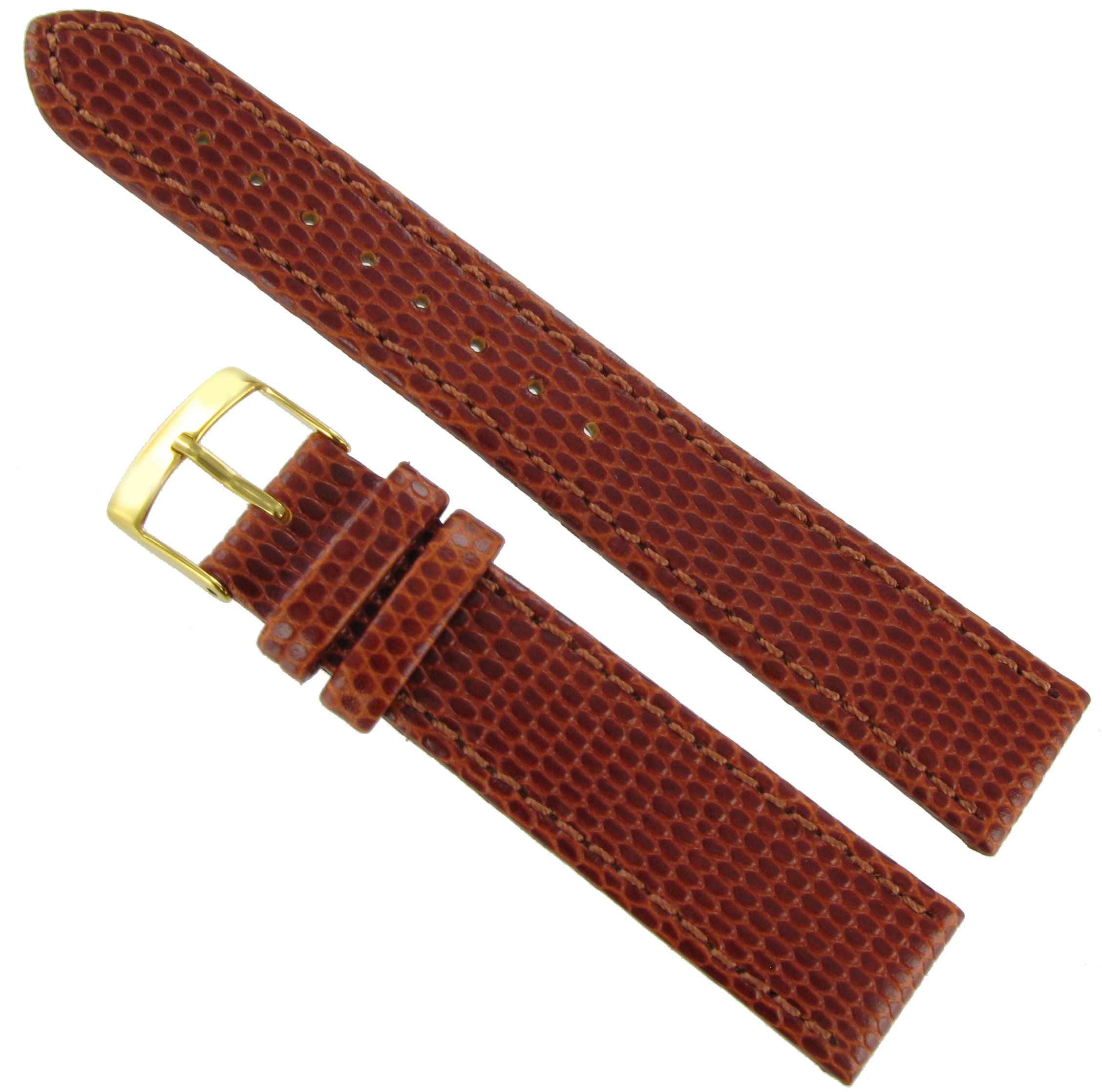 Morellato 18mm Genuine Leather Lizard Grain Padded Stitched Tan Watch Band Regular-2125