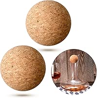 Wine Cork Ball Wooden Cork Ball Stopper for Wine Decanter Carafe Bottle Replacement (2 Pieces, 2.4 Inch/ 6.1 cm)
