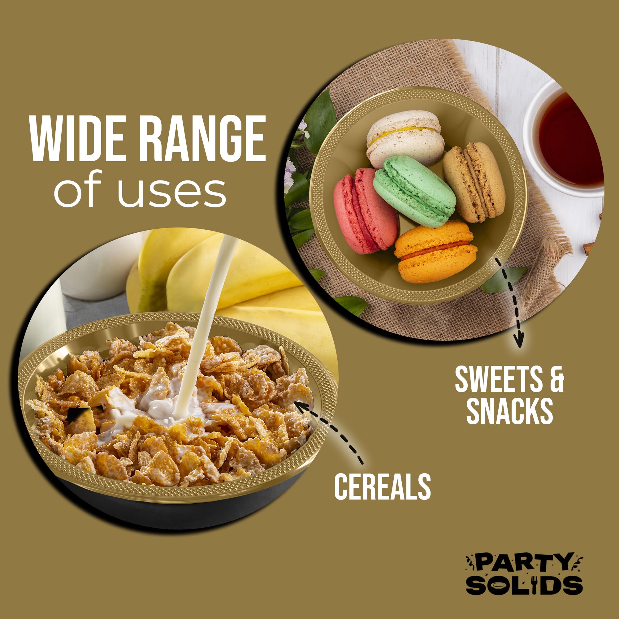 Gold Plastic Bowls - 100 Disposable Soup Bowls -7