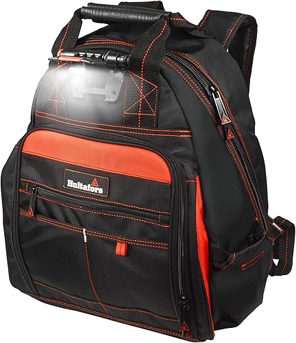 Miniatura 4 de Hultafors Work Gear HTL523 Mochila iluminada para herramientas, 50 bolsillos, portaherramientas de poliéster balístico resistente, luz giratoria