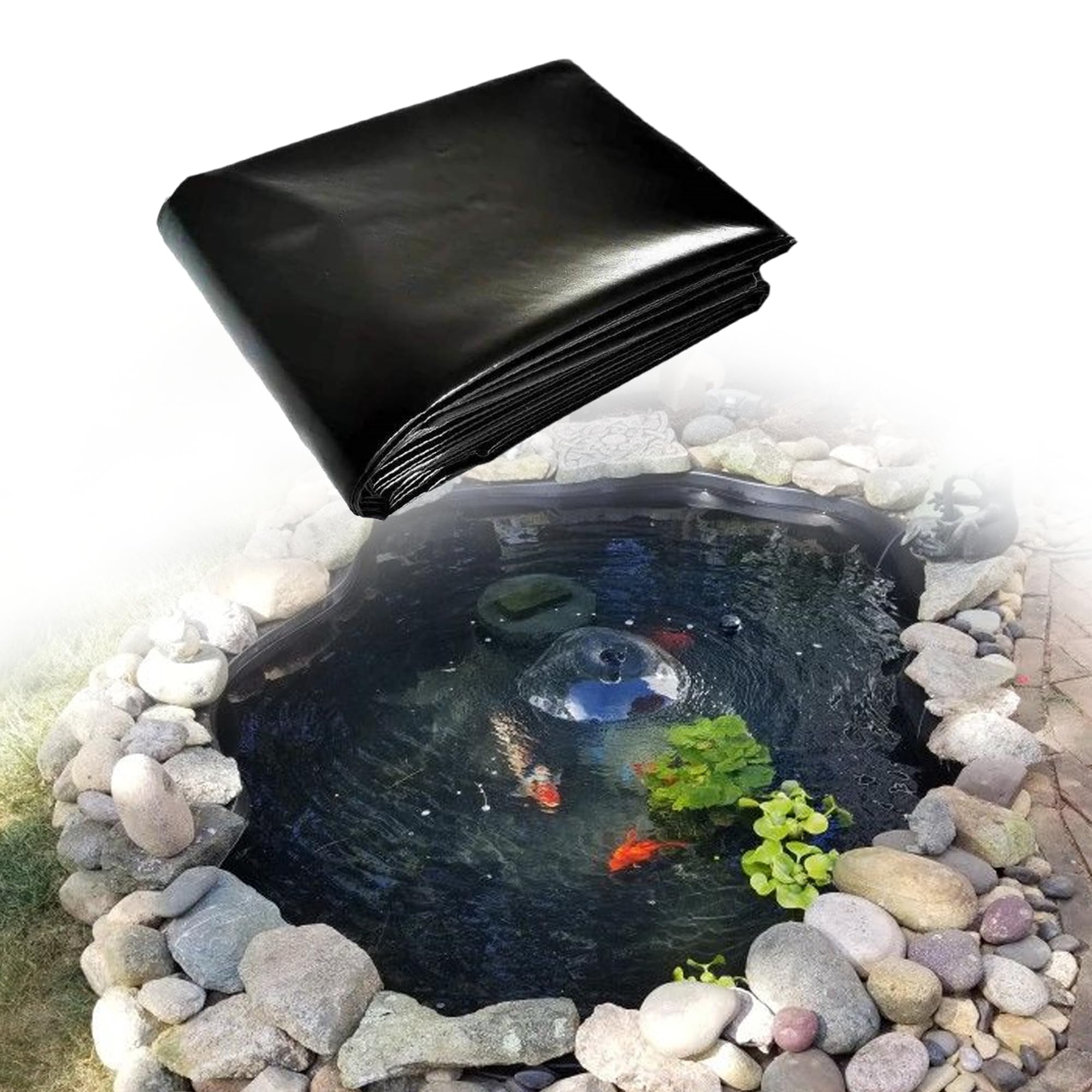 Czarna Wyściółka Do Oczek Wodnych 1350 x 1700 cm Bardzo Mocna Wkładka Do Stawu HDPE Odporna Na Rozdarcie UV Do Oczek Wodnych, Wodospadów, Fontann I Stawów Rybnych, Czarny