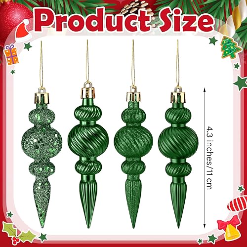 Miniatura 2 de 16 adornos de Navidad verdes de 4 pulgadas, adornos colgantes de Navidad, decoración de plástico inastillable para árbol de Navidad, suministros de