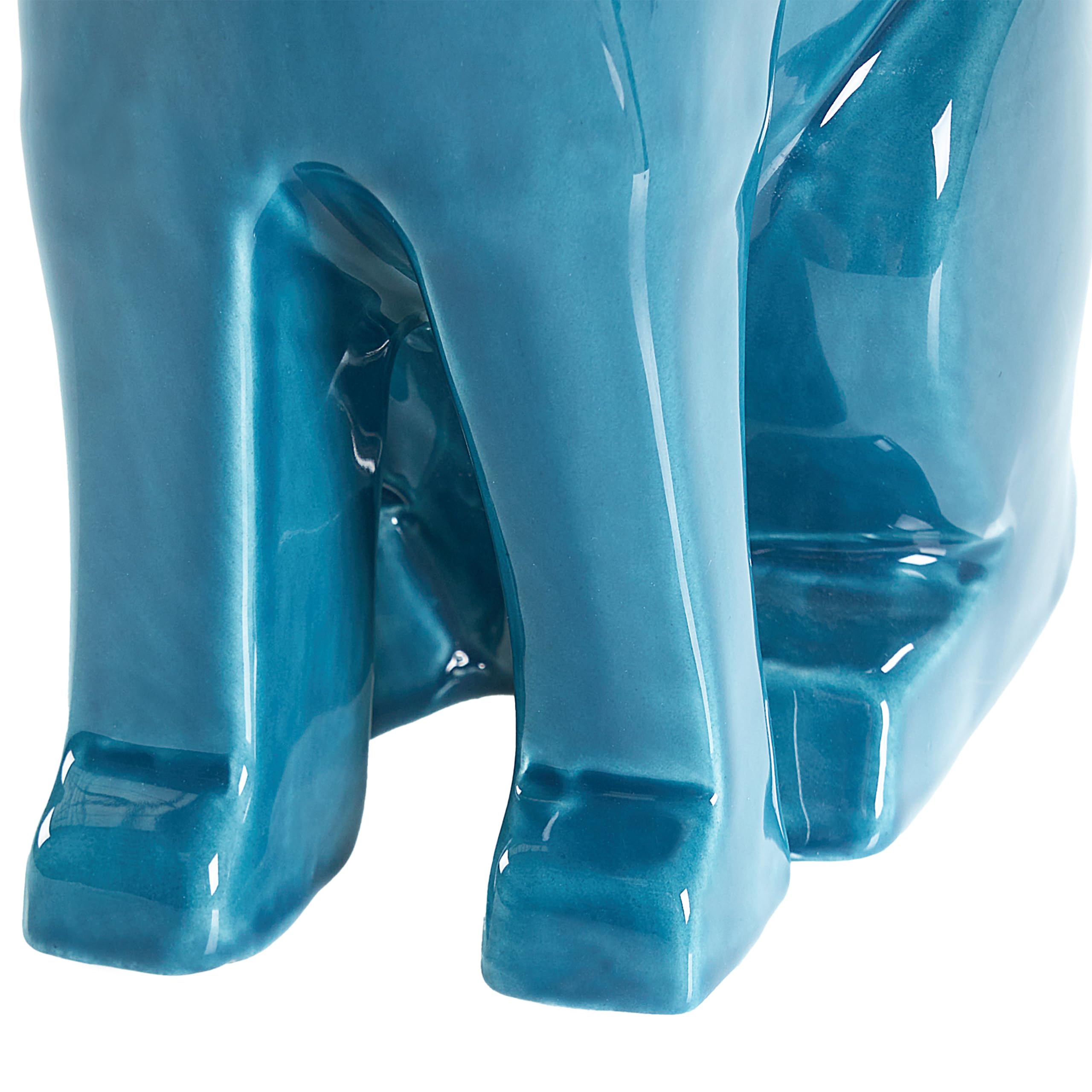 Beliani Figurine Décorative en Céramique Dolomite Lapin de Pâques Accessoires Salon Bureau Bleu Jambles