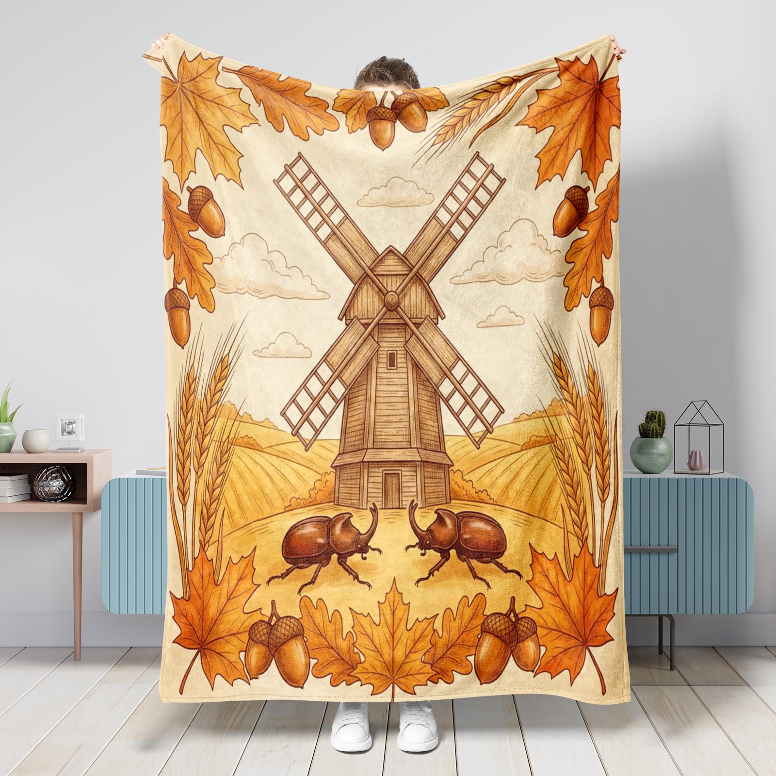 Couverture insectes d'automne en flanelle contre le froid du salon