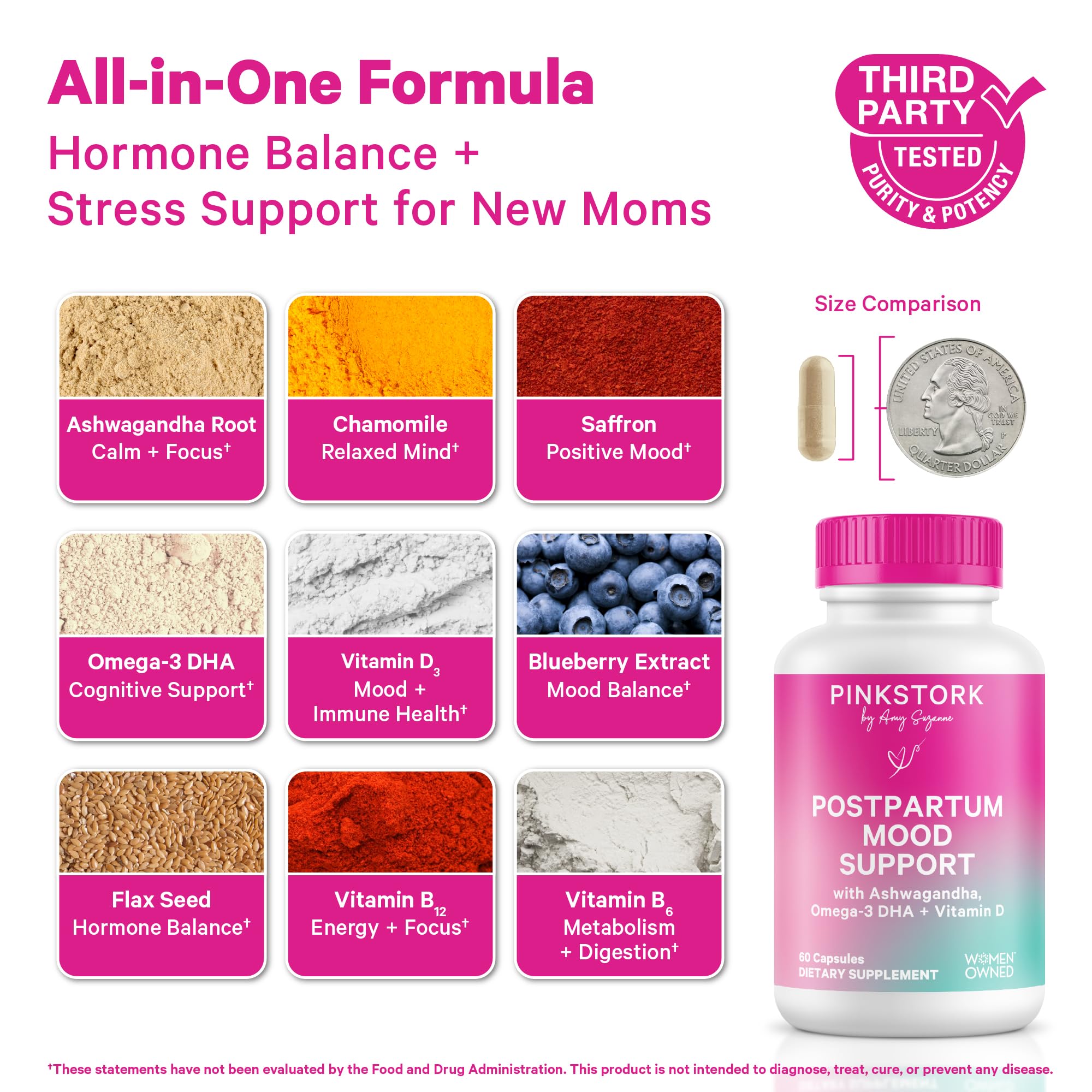 Pink Stork Postpartum Mood Support | Multivitamin + Herbal Support | 60 ct — Amazon image 2