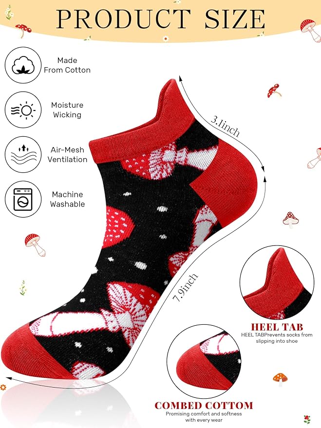 8 Pares Calcetines Divertidos de Setas para Mujer Algodón Tobillero miniatura 4