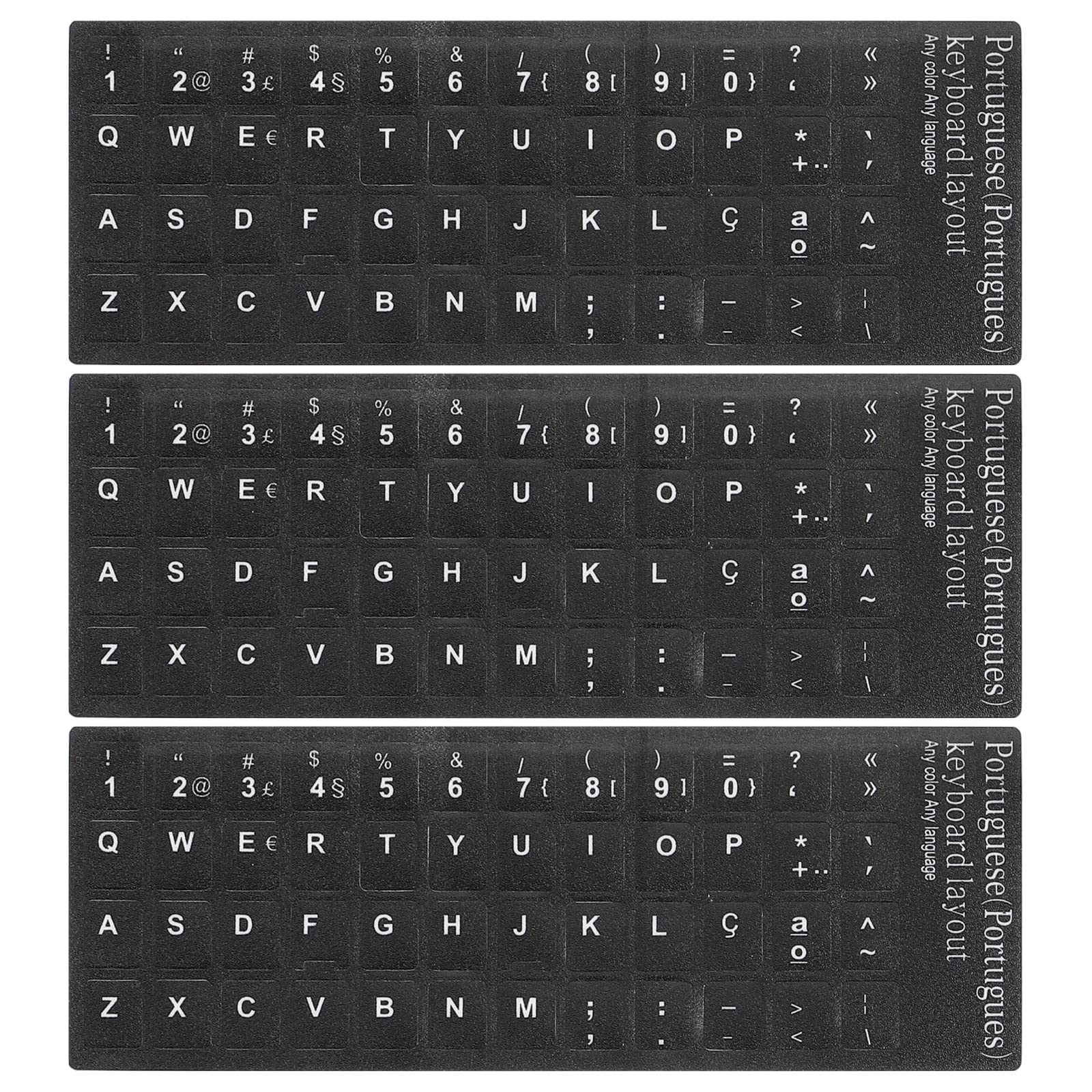 PATIKIL Portugués Teclado Pegatinas PC Teclado Pegatinas Negro Fondo con Blancas Letras para Computadora Portátil Escritorio 3uds