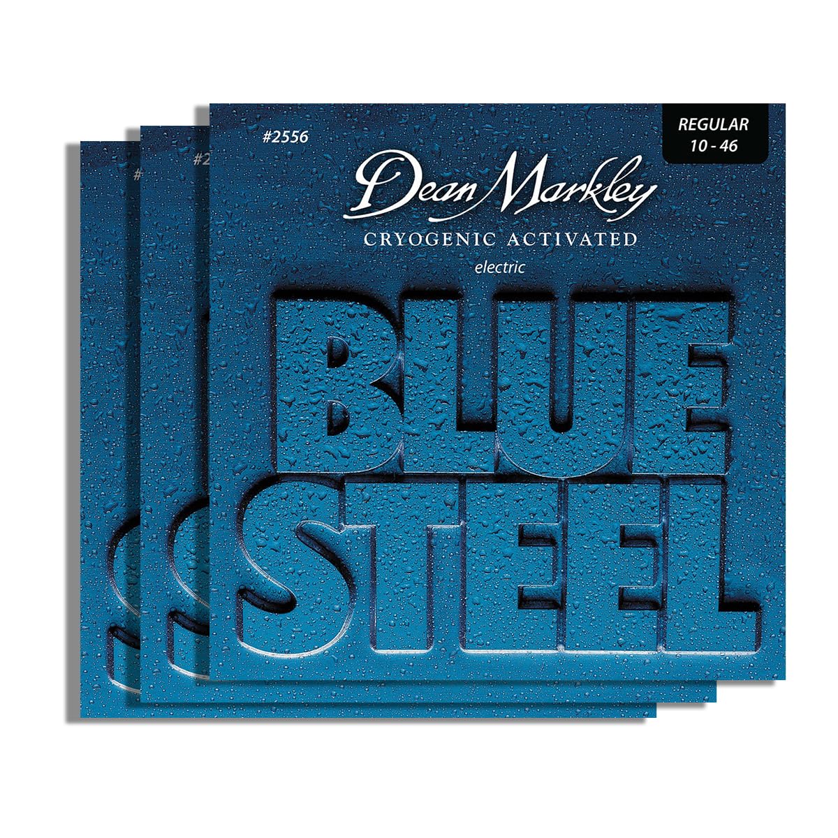 DEAN MARKLEY 2556 Blue Steel Electric Guitar Strings. Cryogenically Treated for Longer Life, Enhanced Performance, and Superior Sound. Made in USA. Gauges 10-46 - PACK OF 3