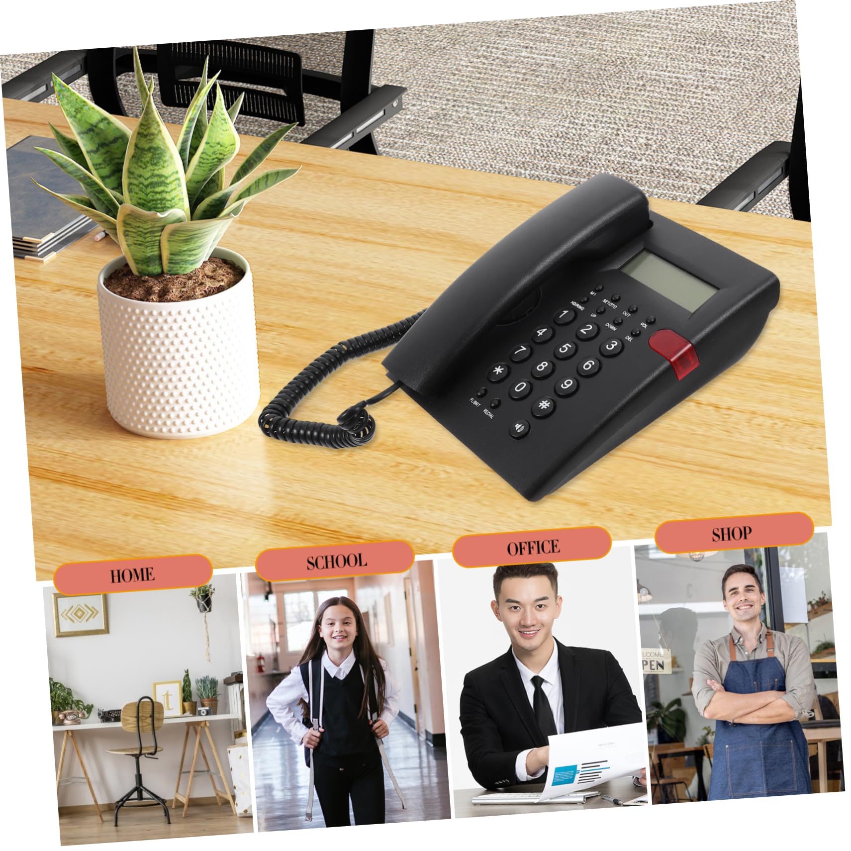 Telefono Fisso Tasti Grandi per Casa e Ufficio Facile da Usare per Anziani e Adolescenti Design Raffinato e Costruzione Duratura