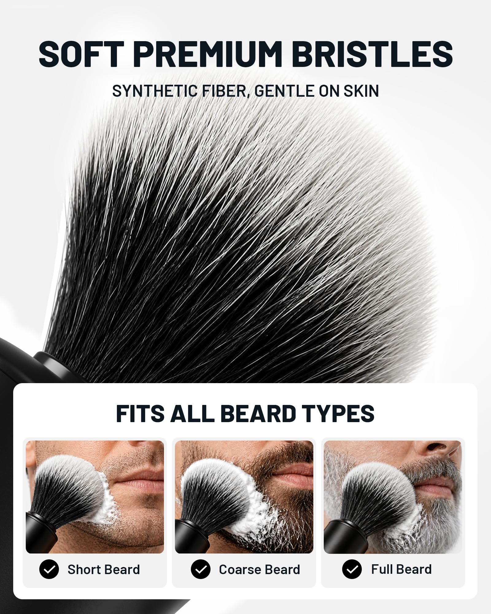 KAUGIC Pennello elettrico da barba con ciotola, confezione da 2, asciugatura rapida, setole sintetiche