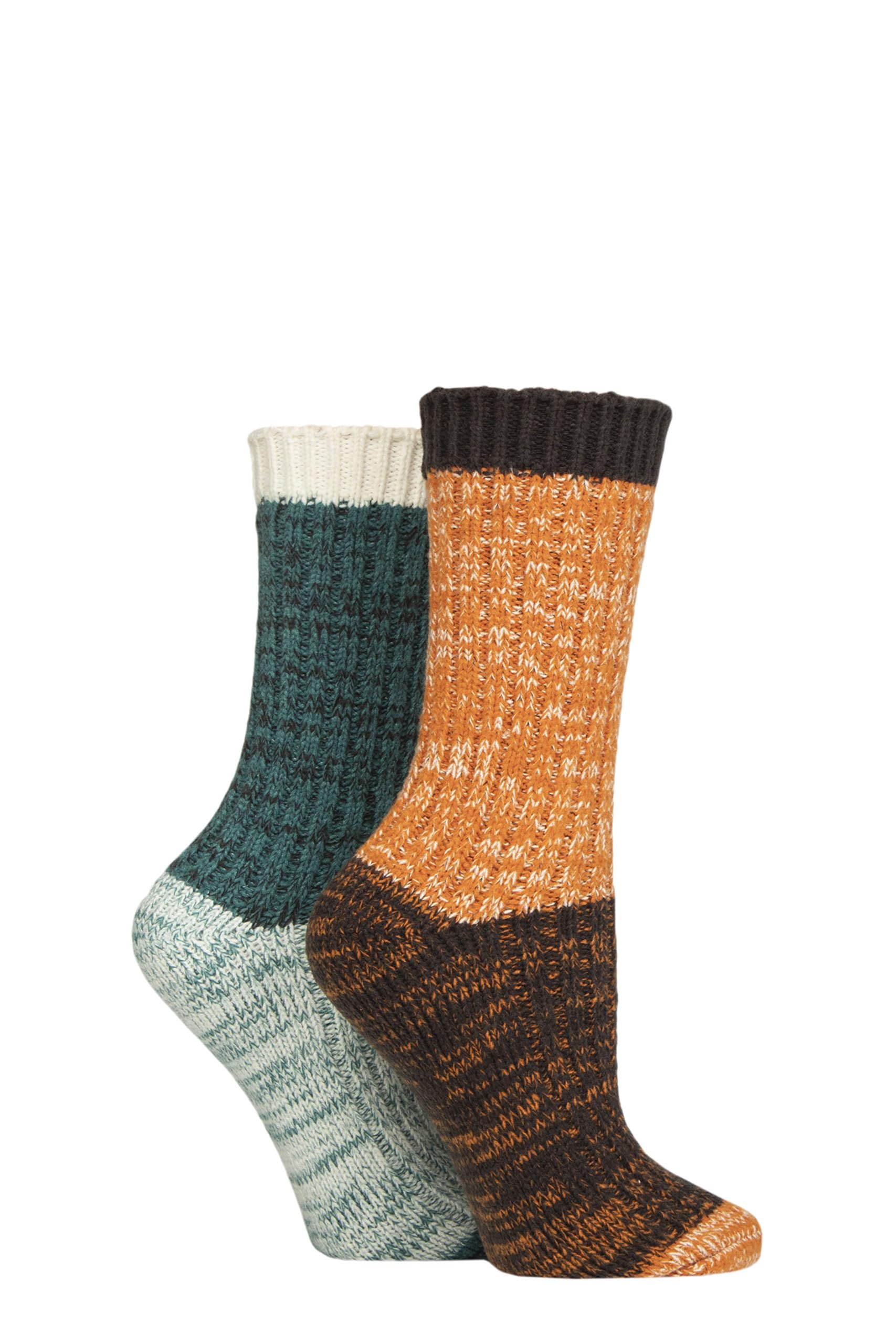 SockShop Ladies Velvet Soft Chunky Rib Boot Socks Pack of 2 Size 4-8 For Walking, Hiking & Outdoors (UK, Numeric, 4, 8, Regular, Regular, Marmalade)