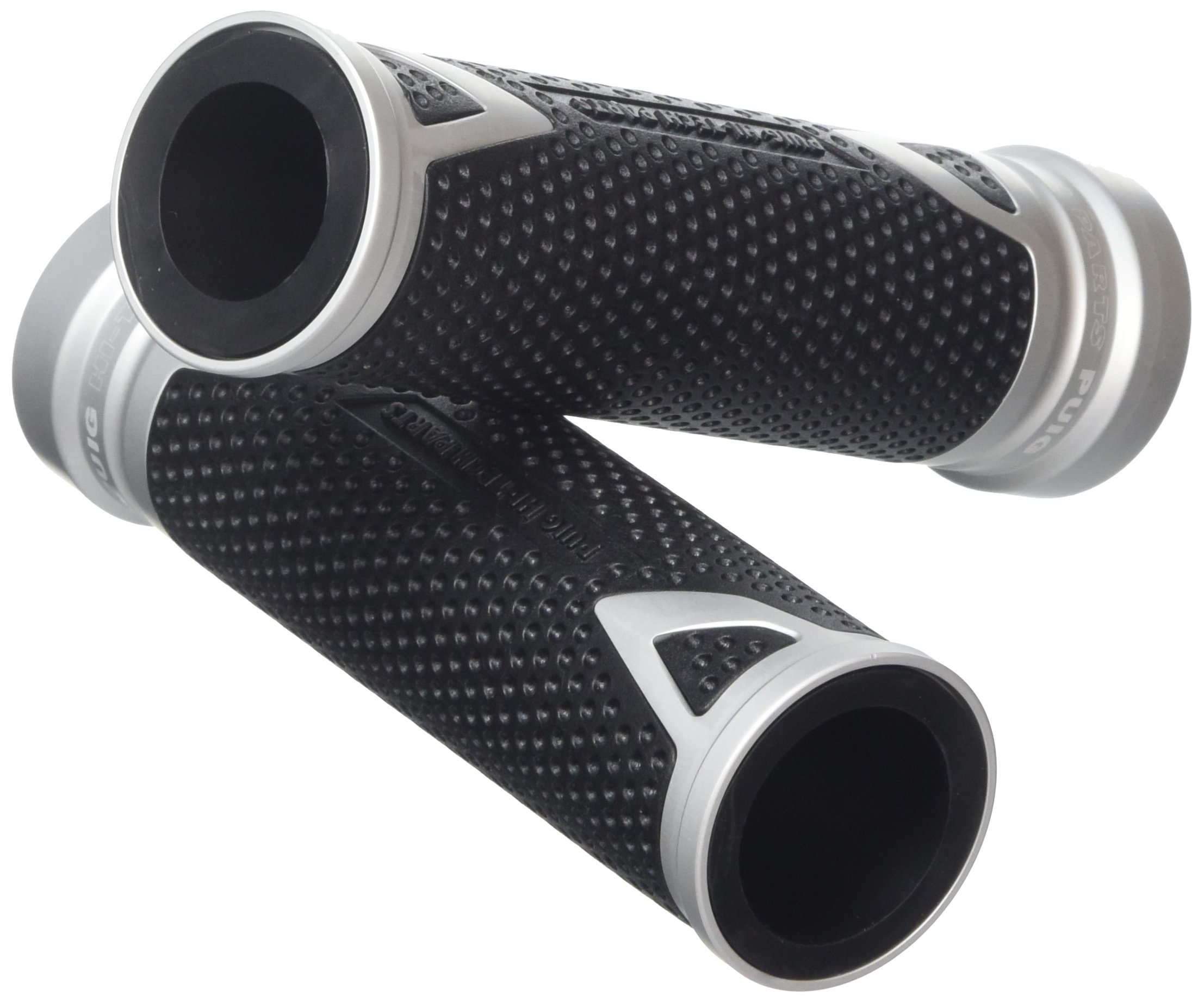 Puig 8191P Grips with anodized aluminum insert and non-slip rubber that improve grip, control and riding comfort, Silver