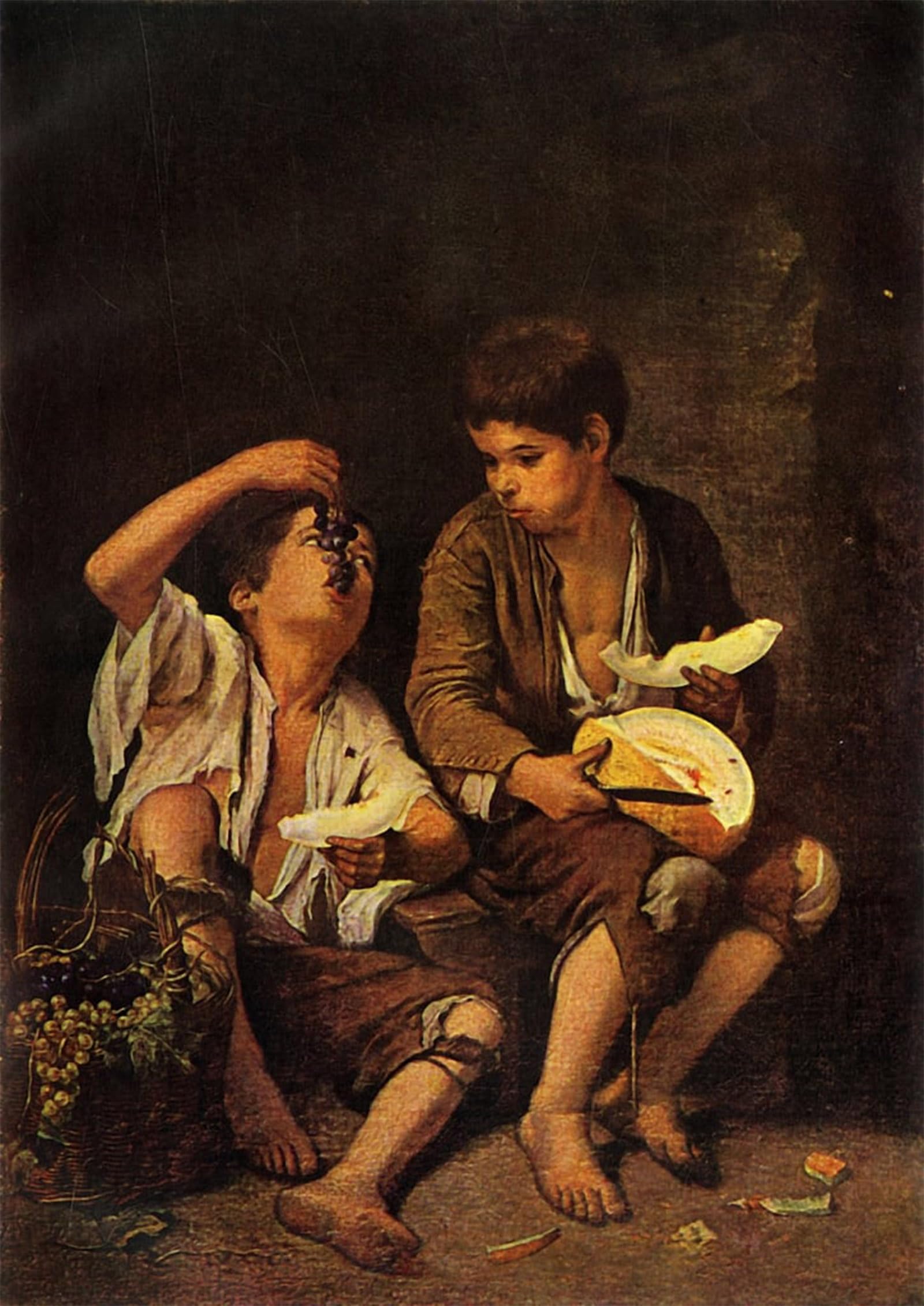 ARTXLXXBN Famous Prints Artwork Pictures Poster Painting Art the Melon Eaters by Bartolomé Esteban Murillo Artwork Landscape Pictures for Home Decor 60x90cm