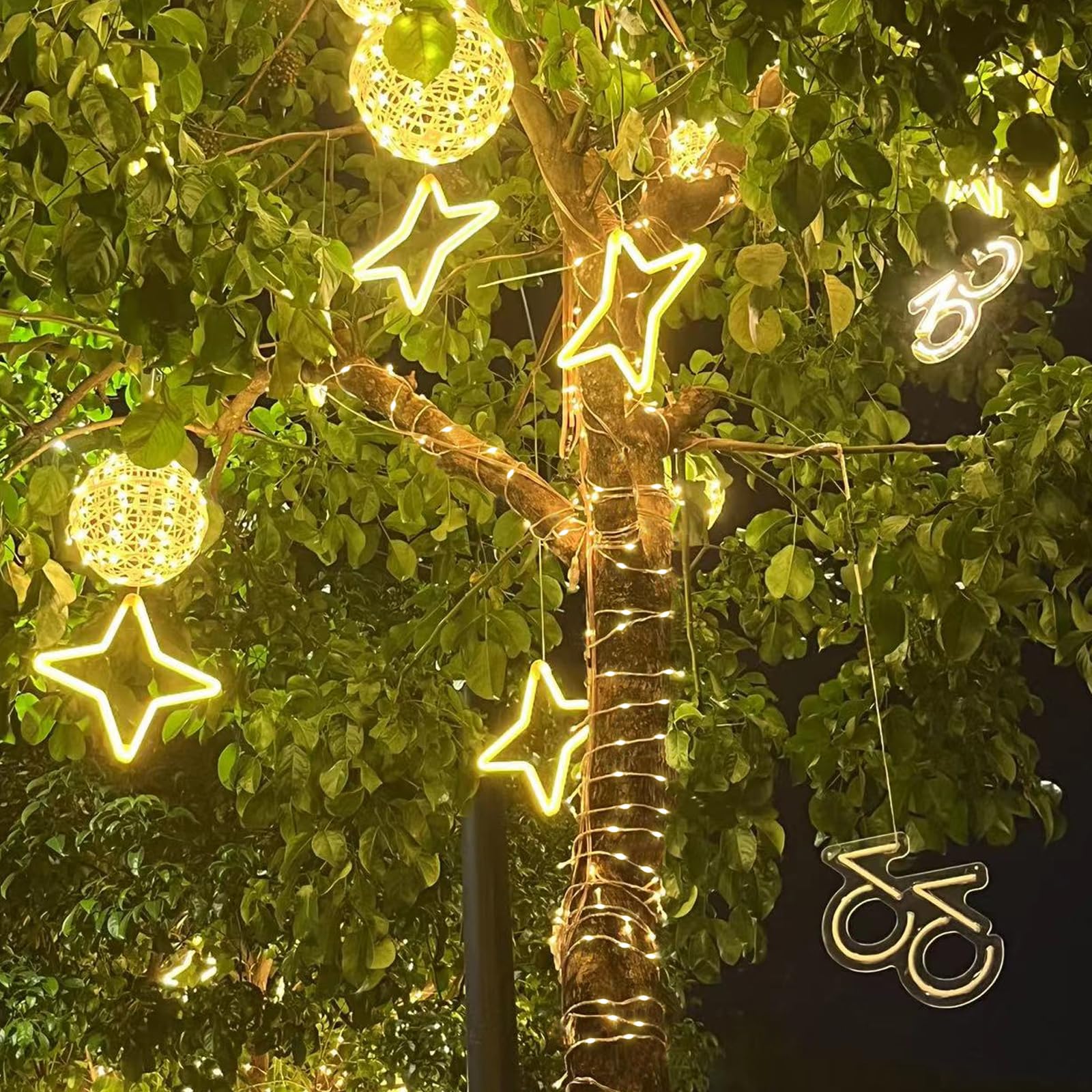 Guirlande Lumineuse Exterieure AC 220V 50M 400leds avec Prise, 50 Meters Blanc Chaud Chaine de Lumieres LED IP65 Etanch avec 8 Modes for Interieur Exterieur Decor (Blanc Chaud, 50M)