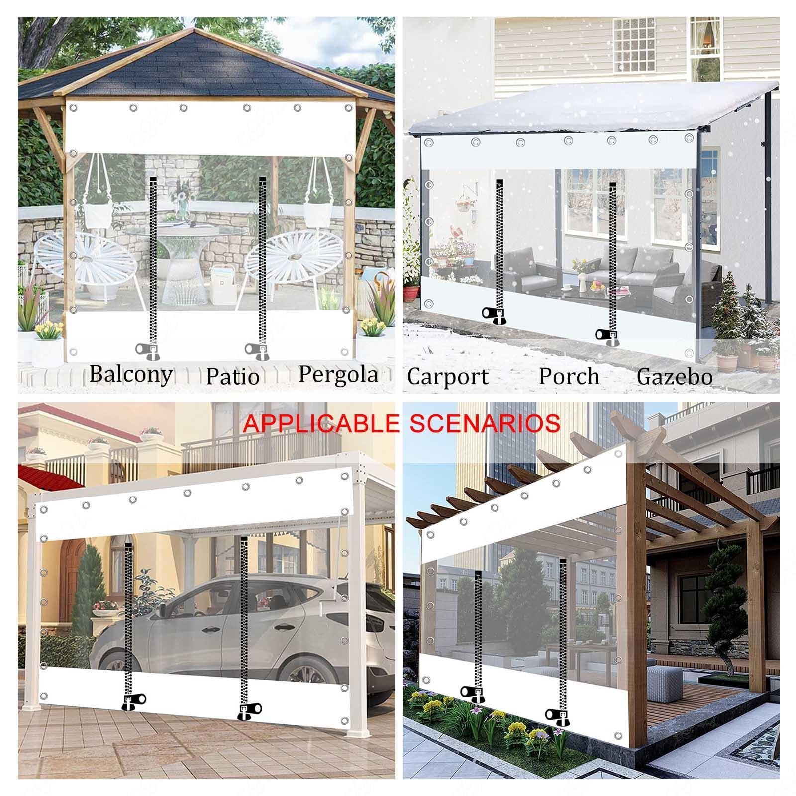 Tenda Telone Trasparente,Pannelli Laterali Teloni Trasparenti Impermeabili Con Cerniera Per Gazebo Esterno,Telo Copertura in Pvc Da 0,3mm,Con Occhielli ,Per Pergola,Portico,L×H-3.6×2m(11.8*6.6ft