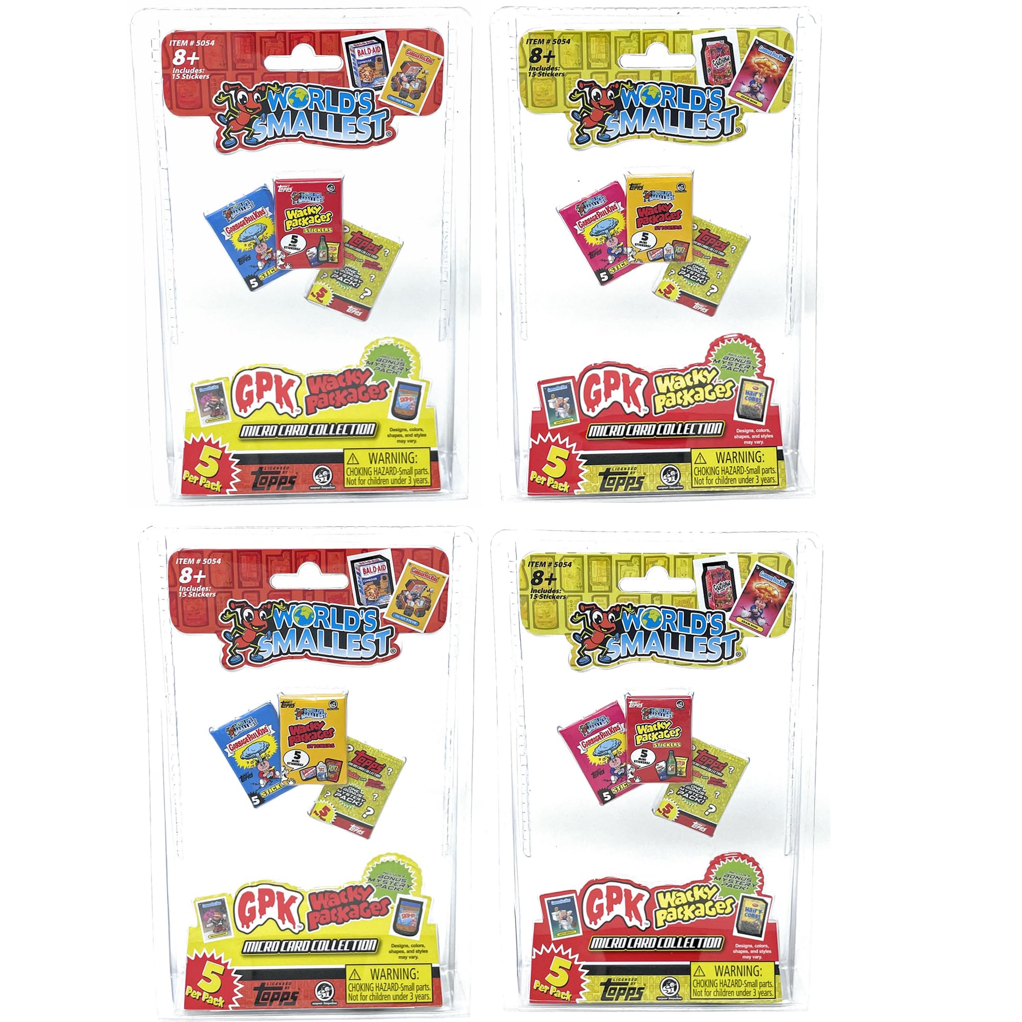 Worlds Smallest Topps Micro Card Collection GPK and Wacky Packages Stickers Set Bundle of 4