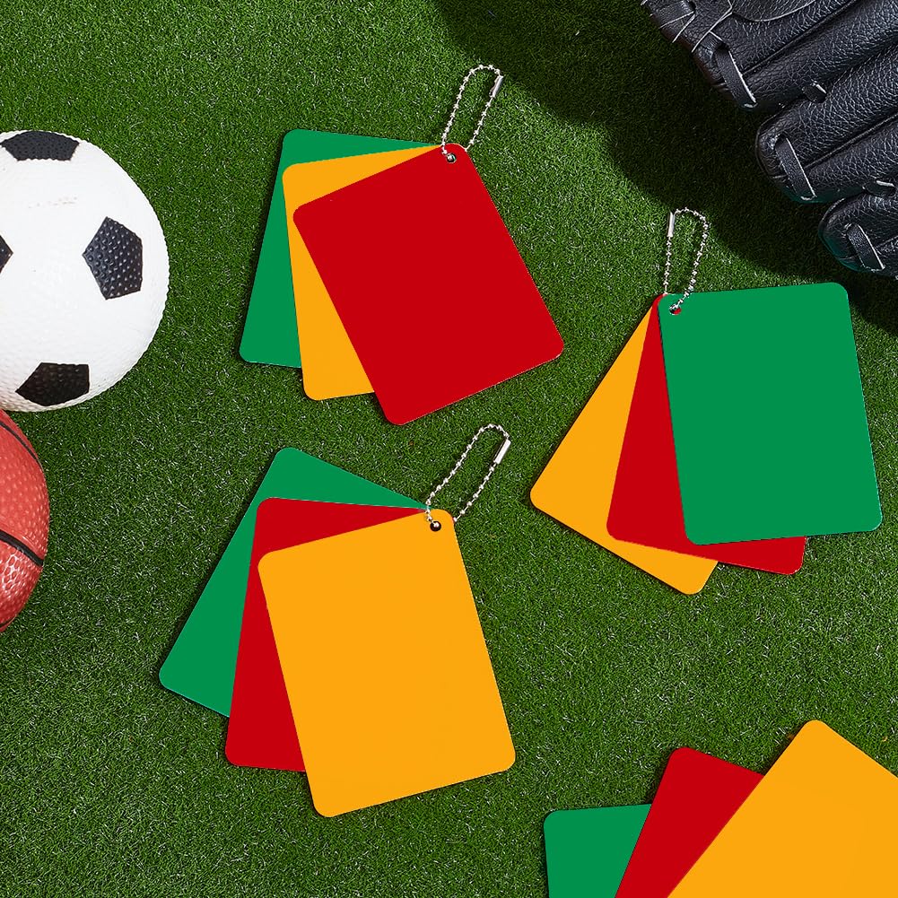 AHANDMAKER 4 juegos de tarjetas de árbitro de fútbol, rojo, amarillo y verde, juegos de tarjetas de penalización de árbitro de fútbol, tarjetas de advertencia de fútbol, accesorio de juez para