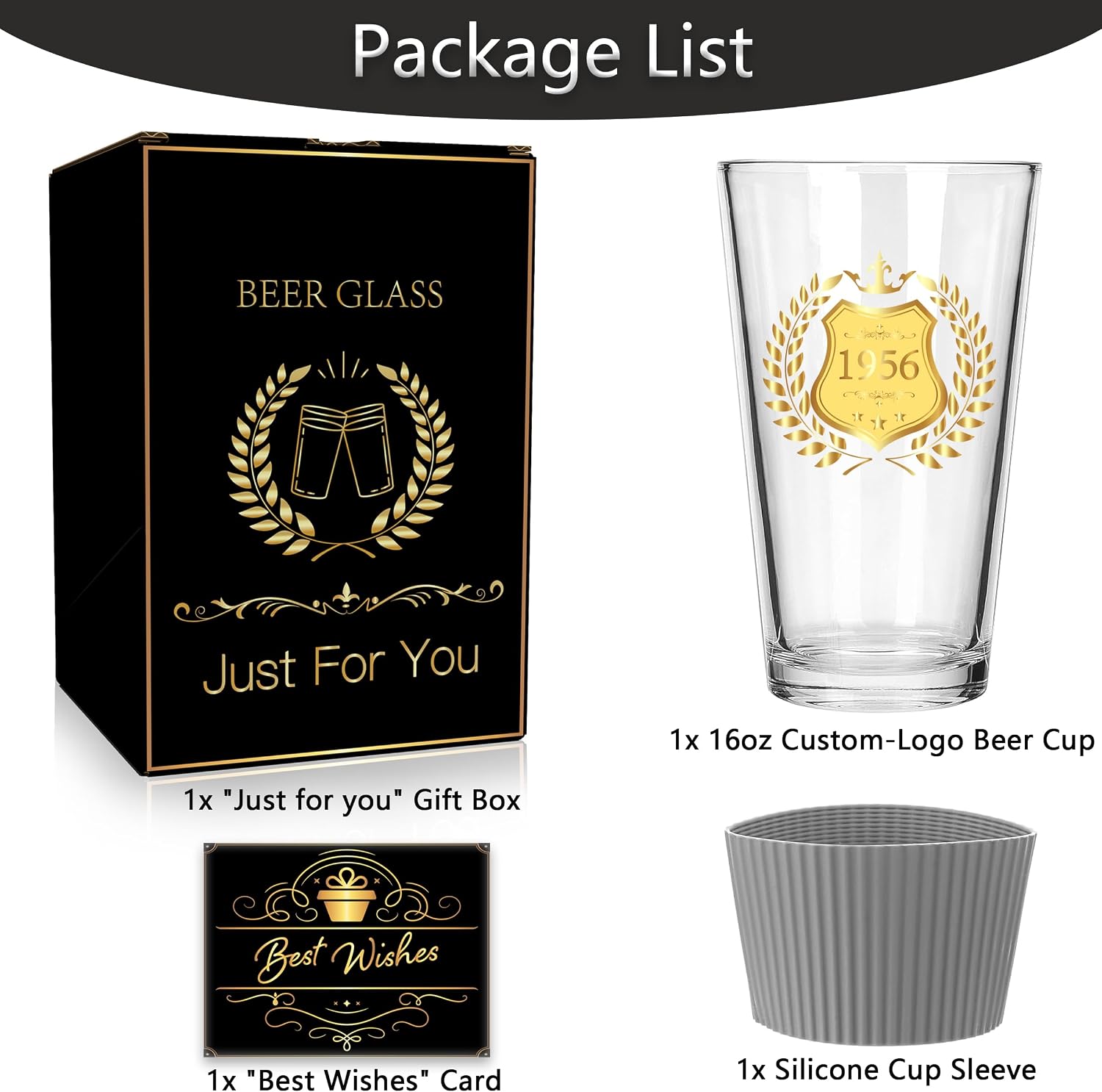 70th Birthday Beer Glass Gifts for 1956 Men or Women