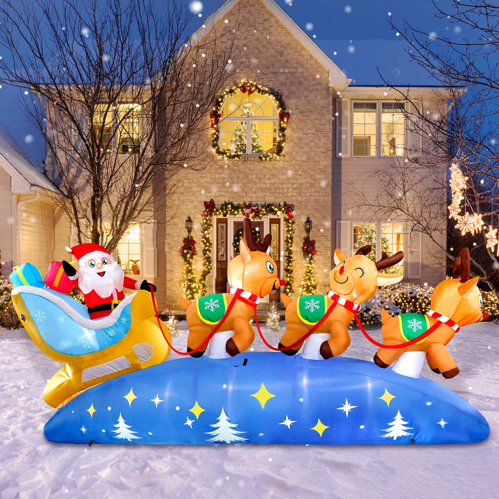 9.5FT Christmas Inflatables Outdoor Decorations Christmas Blow ups Built in LED Lights Inflatable Decorations for Holiday Garden Lawn