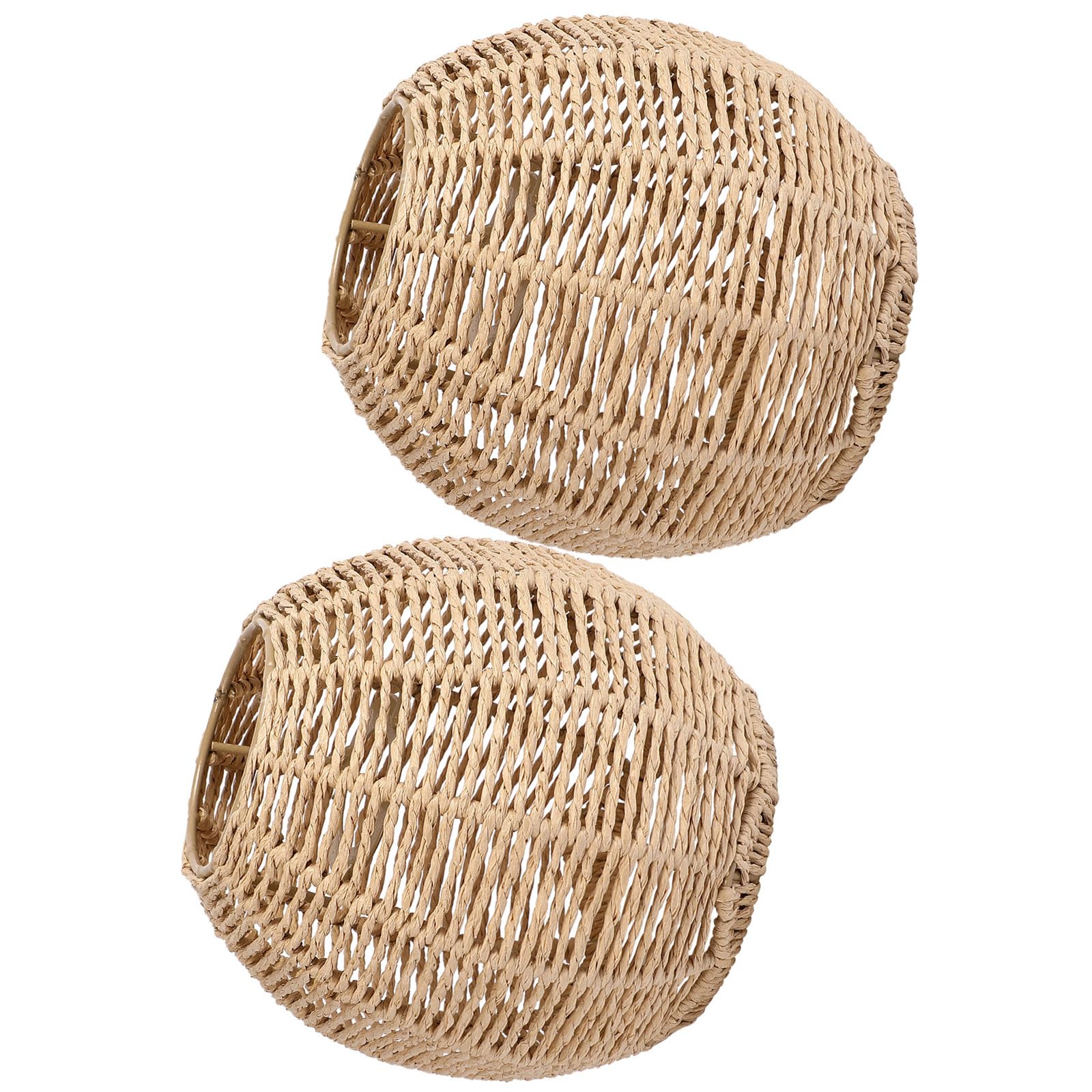 Paralume Sospensione in Rattan Intrecciato, E27, 2 Pezzi, Rustico | Finitura Effetto Corda, per Zona Pranzo e Cucina, Anti-sbiadimento, Regalo Inaugurazione Casa