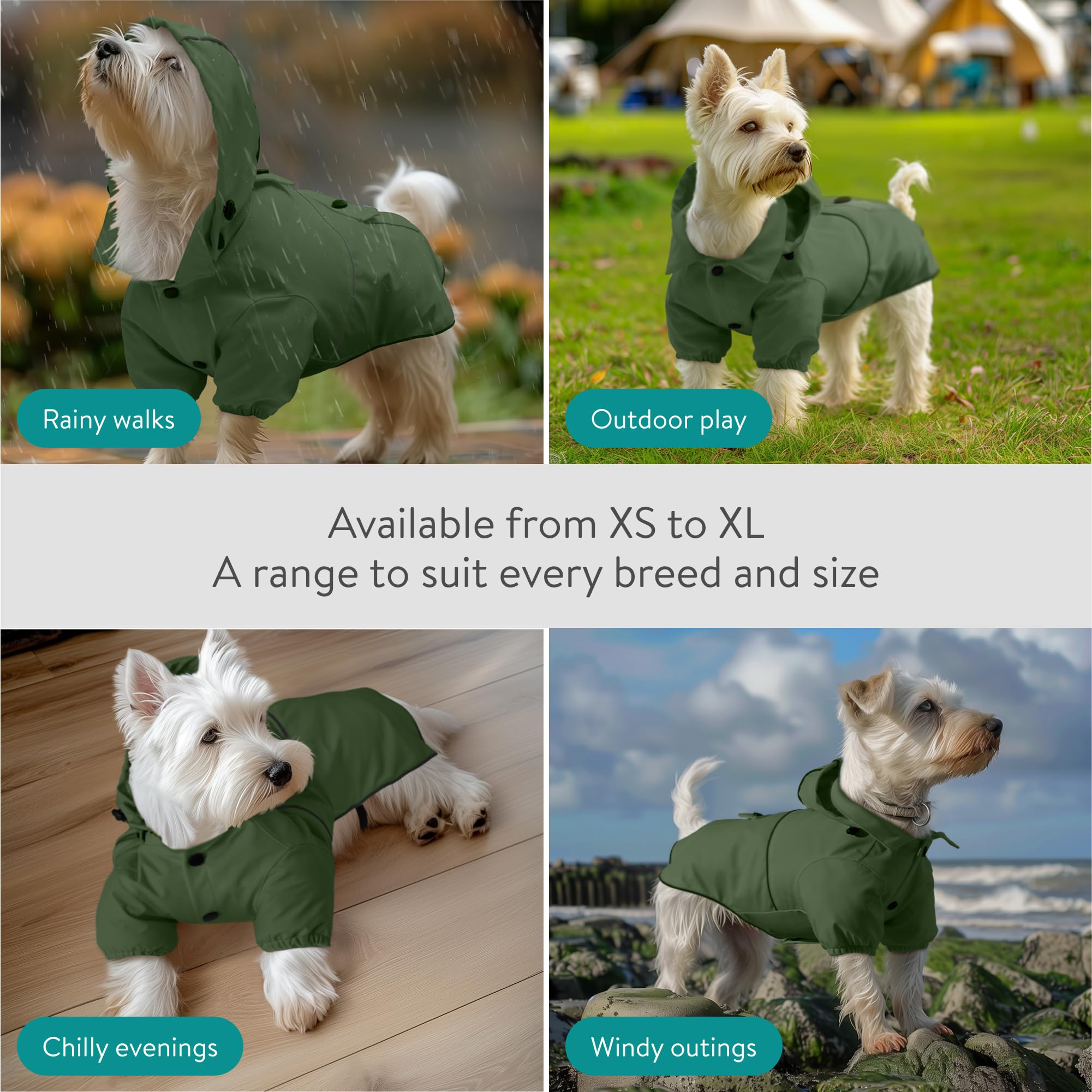 Navaris Manteau Impermeable pour Chien - Vetement de Pluie Imperméable pour Chien Petite et Grande Taille du XS au XL - Veste Cire de Protection