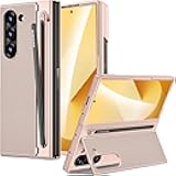 for Samsung Galaxy Z Fold 7 Case with S Pen Holder Slot [Military Grade Drop][Built-in Clear Screen & Invisible Kickstand] Slim Thin Protective Phone Case for Galaxy Z Fold 7 5G Cover Gold