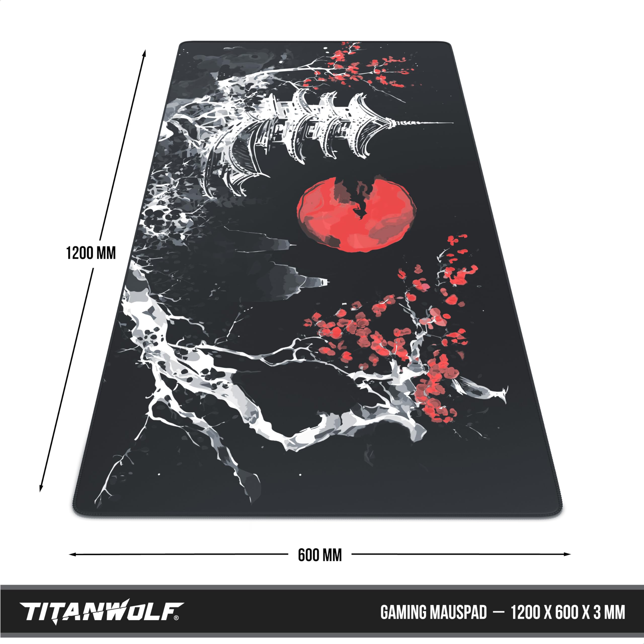 TITANWOLF Tappetino per Mouse XXL 1200 x 600 – Office Mousepad – Controllo preciso del Mouse migliora la velocità e la precisione – Tenuta Stabile – Lavabile – Sottomano per Ufficio e casa