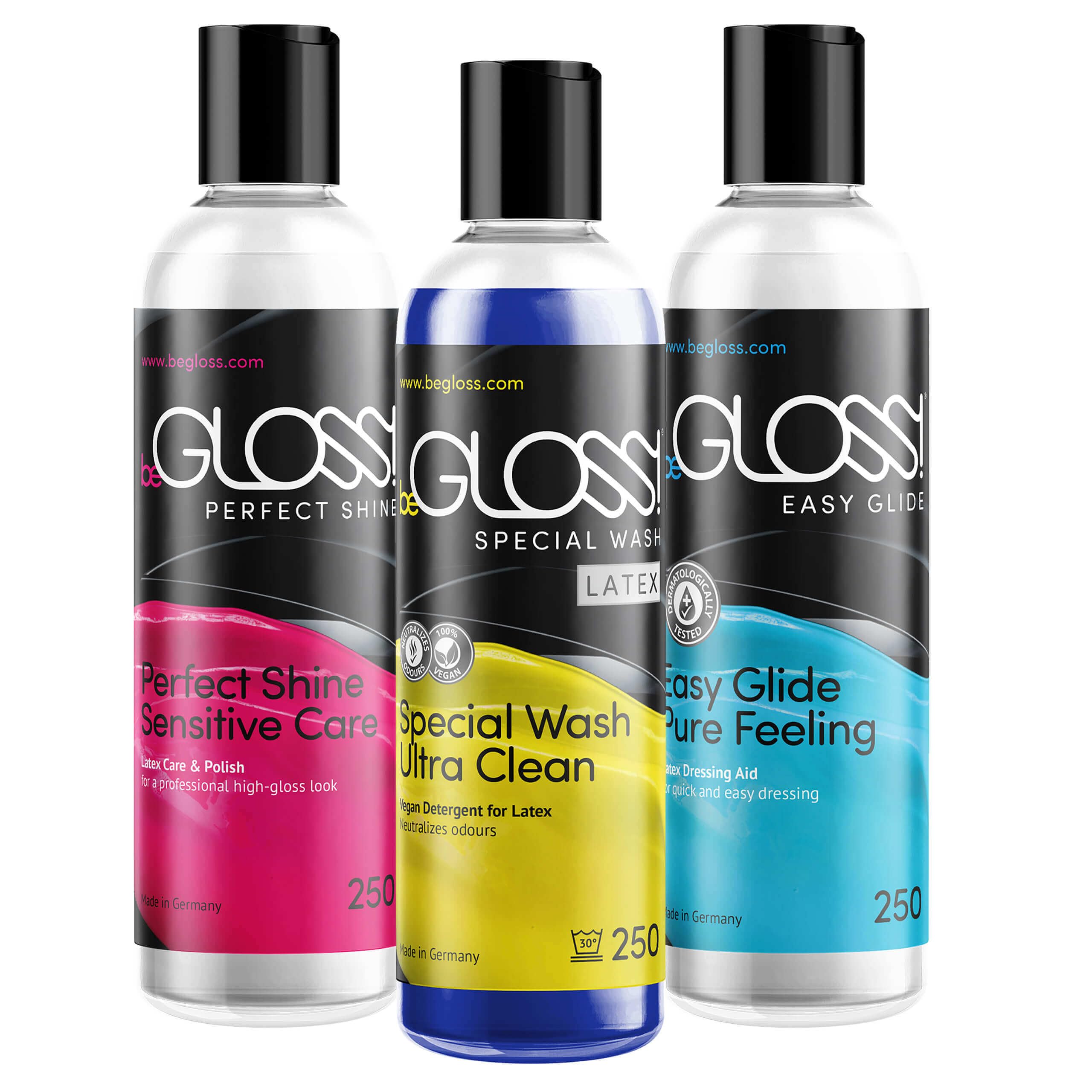 Kit de cuidado de látex Brillo perfecto Abrillantador de látex Deslizamiento fácil Ayuda para vestirse con látex Lavado especial Detergente especial para látex