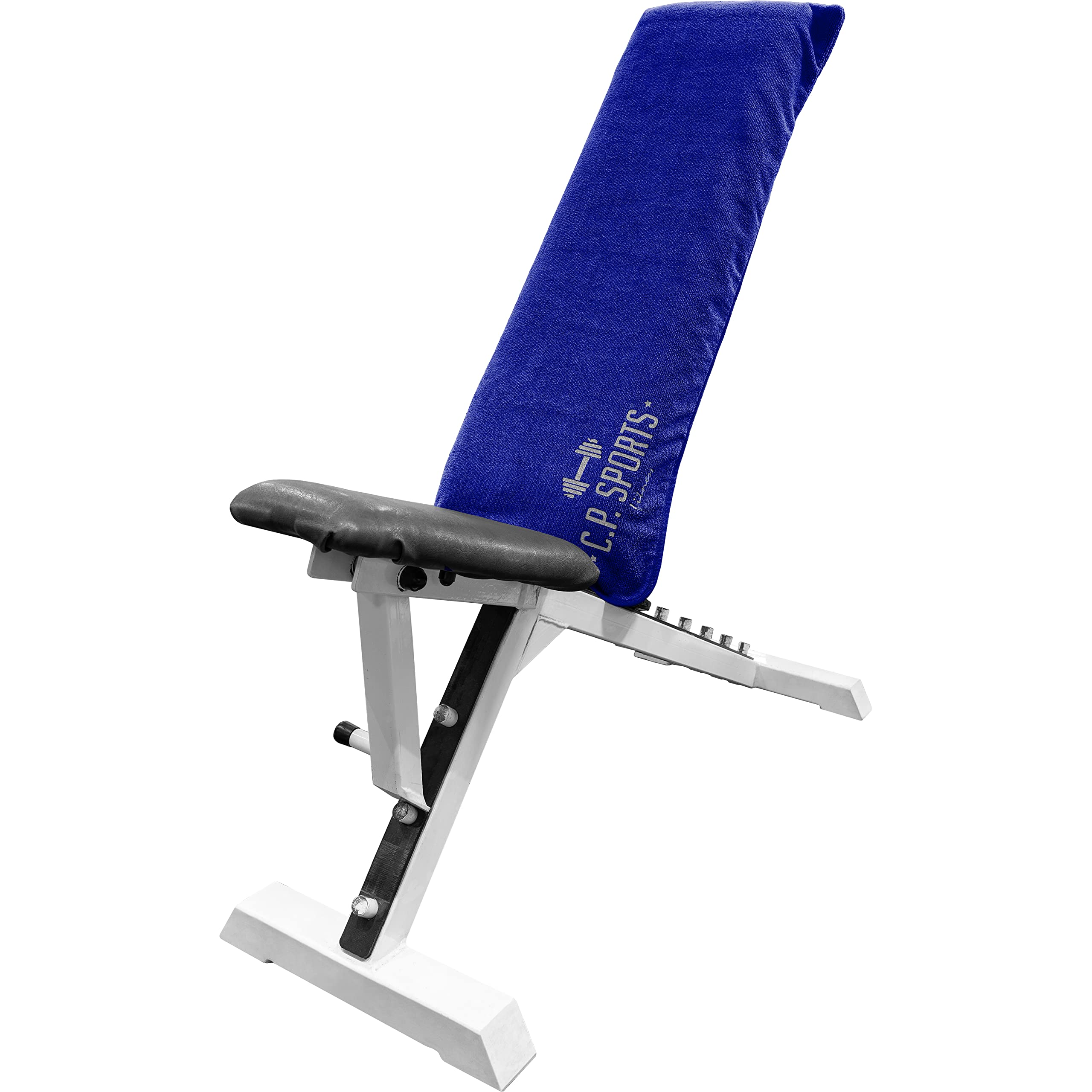 C.P. SPORTS - Asciugamano fitness in microfibra, fissaggio + borsa con chiusura lampo, per palestra, allenamento, sport, extra morbido, lavabile, lungo e grande, unisex, colore: Blu scuro