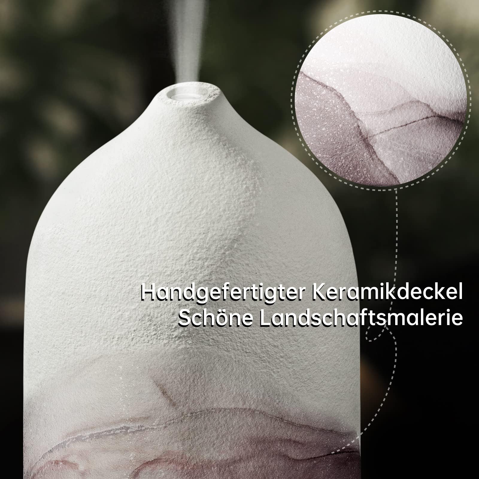 Difusor de aroma para aceites esenciales, 120 ml, de cerámica pintada a mano, difusor de aceite aromático, lámpara de fragancia eléctrica, humidificador, lámpara de cama, apagado automático