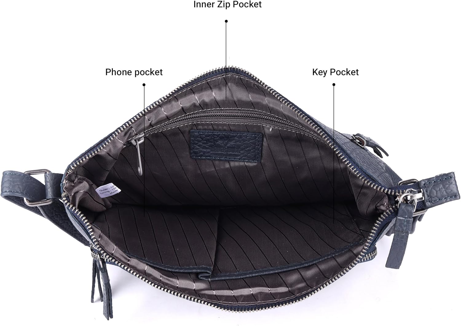 LEDERBUCK Olga Women's Extra-Large Genuine Leather Crossbody Purse – Soft Triple-Zip Shoulder Bag
