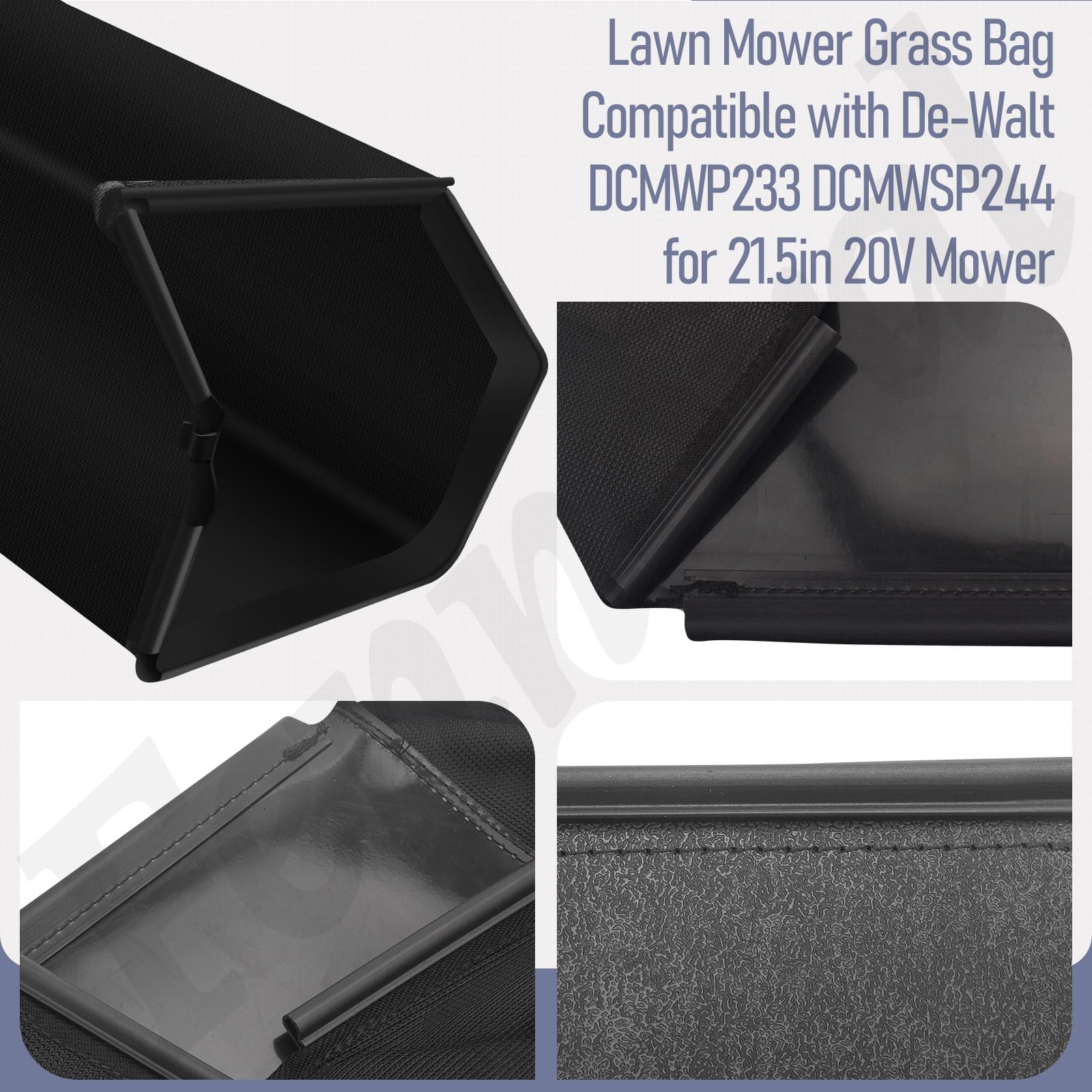 Fennoral Bolsa de césped compatible con De-Walt DCMWP233 DCMWSP244 para cortacésped de 21.5 pulgadas y 20 V máximo, estante de césped no incluido