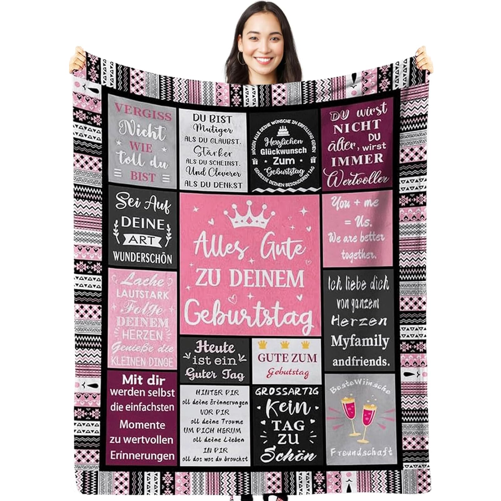 ZQYMM Geschenke für Freundin Geburtstag Decke, Rosa150x200cm