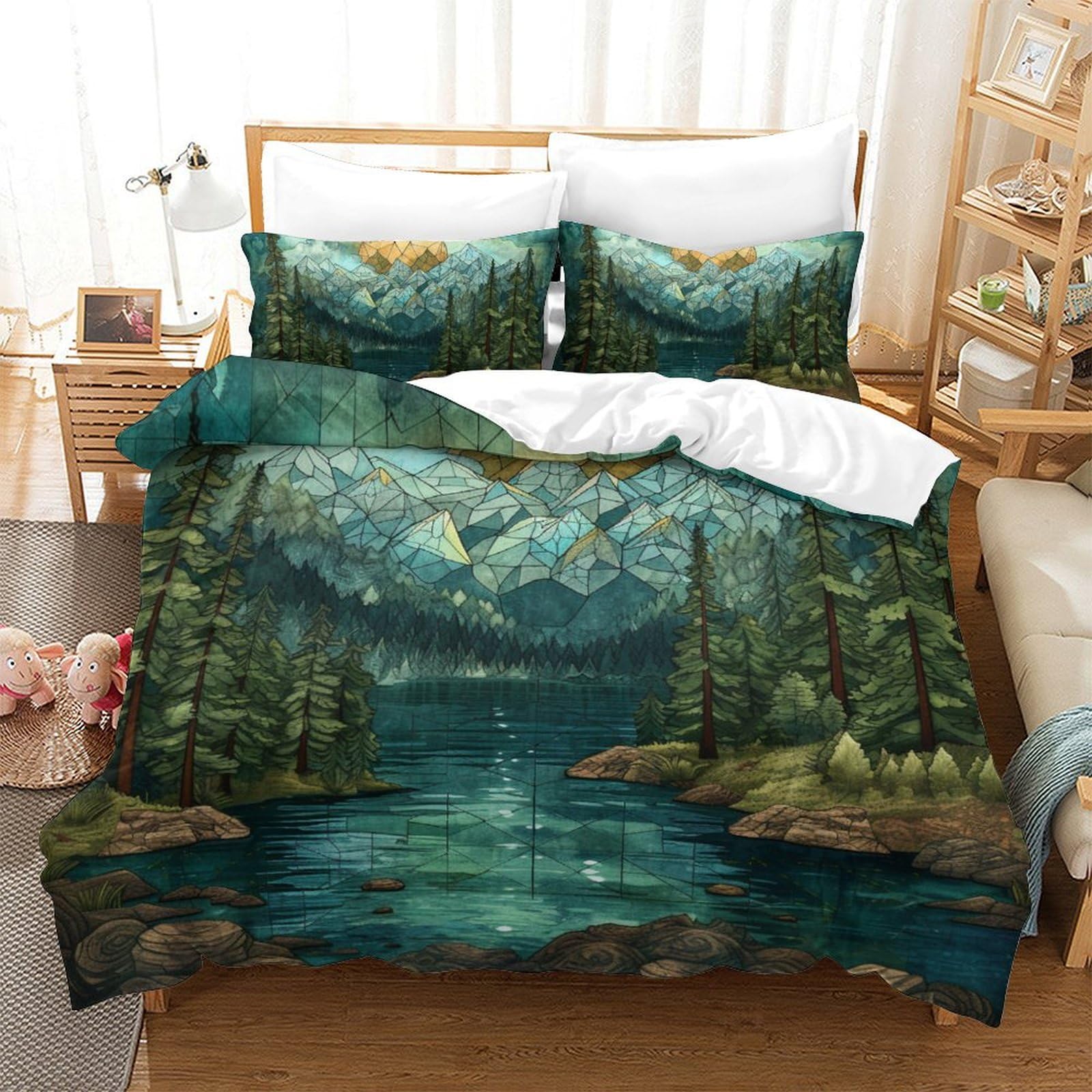 Housse de couette rivière anti-transpiration parure de lit microfibre douce 200x200