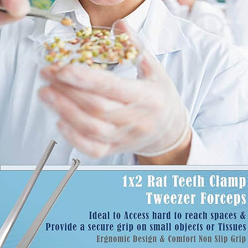 Miniatura 4 de Pinzas multiuso para el pulgar de tejido de disección, 1 x 2, dientes de rata, Kocher rectos, hechas de acero inoxidable de alta calidad (4.5