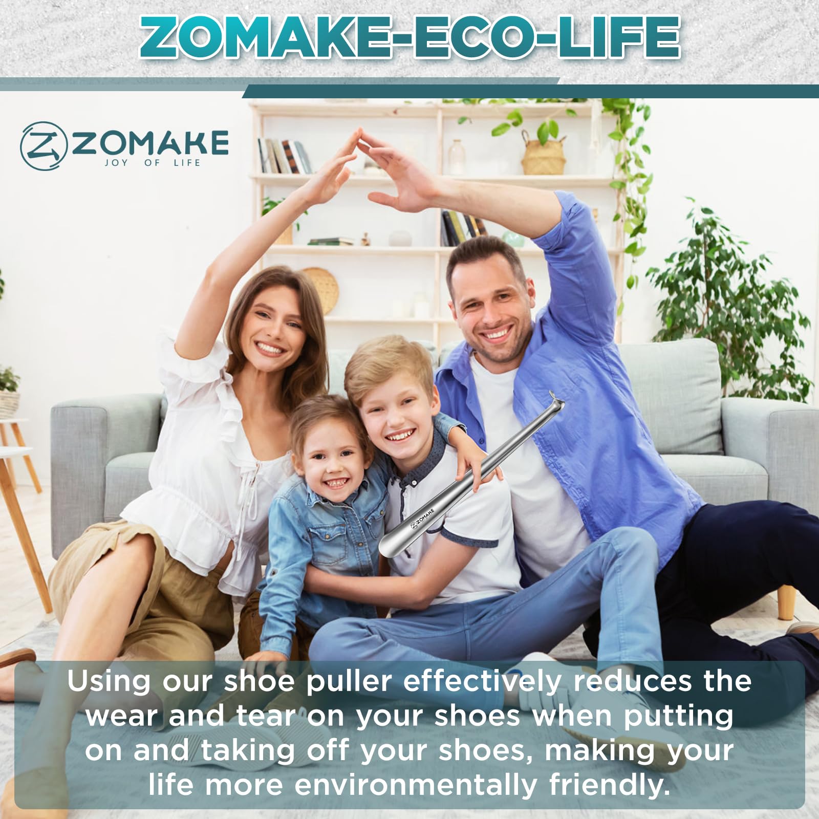 ZOMAKE Metalowe Łyżki do Butów 42CM,Długie Metalowe Łyżki do Butów,Długi Pomocnik do Zakładania Butów z Hakiem dla Mężczyzn,Kobiet, Seniorów i Dzieci(Srebrny)