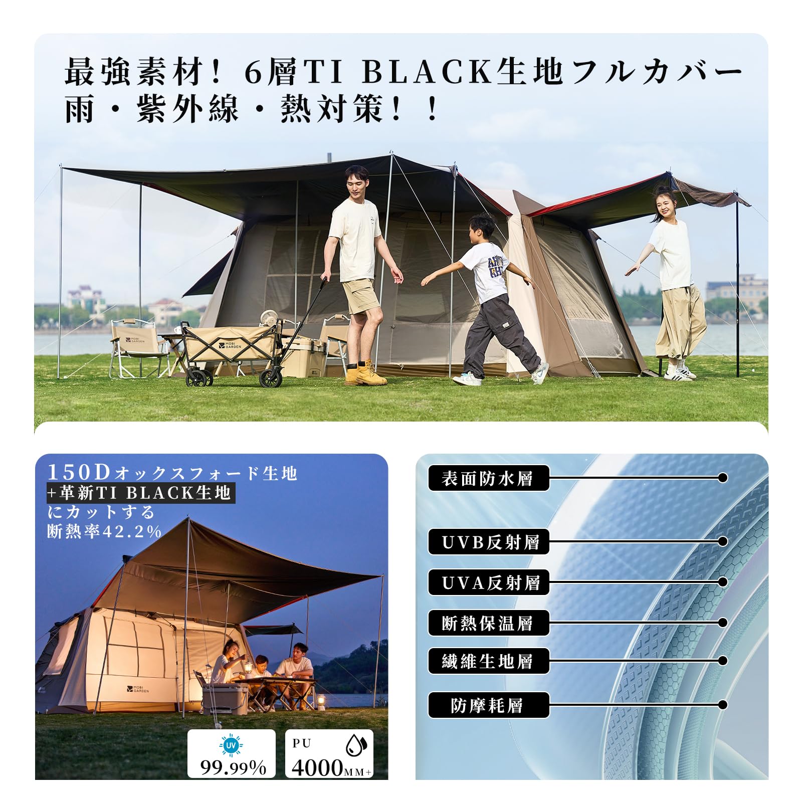 Amazon.co.jp: MOBI GARDEN テント ワンタッチ ウトドア ファミリー