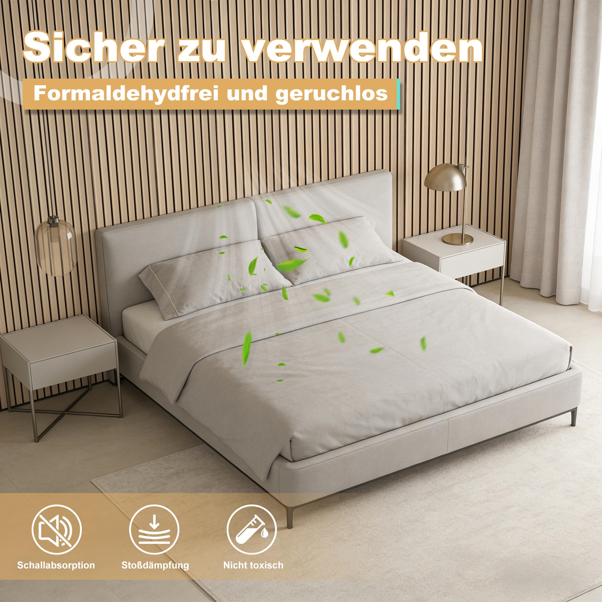 3D Akustikpaneele 120 x 60 x 2,2 cm, Holz Optik Paneele, Wandpaneele in Holzoptik als Schallabsorber, Panels für Wohnzimmer, Küche, Schallschutz, Studio, 4 Stück (Weißer Eiche)