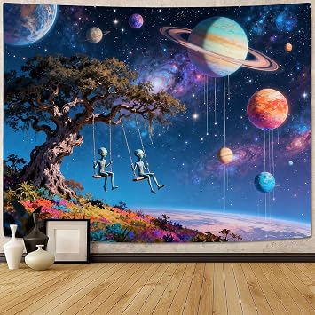 Galaxy Space Tapestry, Outer Space Alien Tapestries for Bedroom, 40x30inch