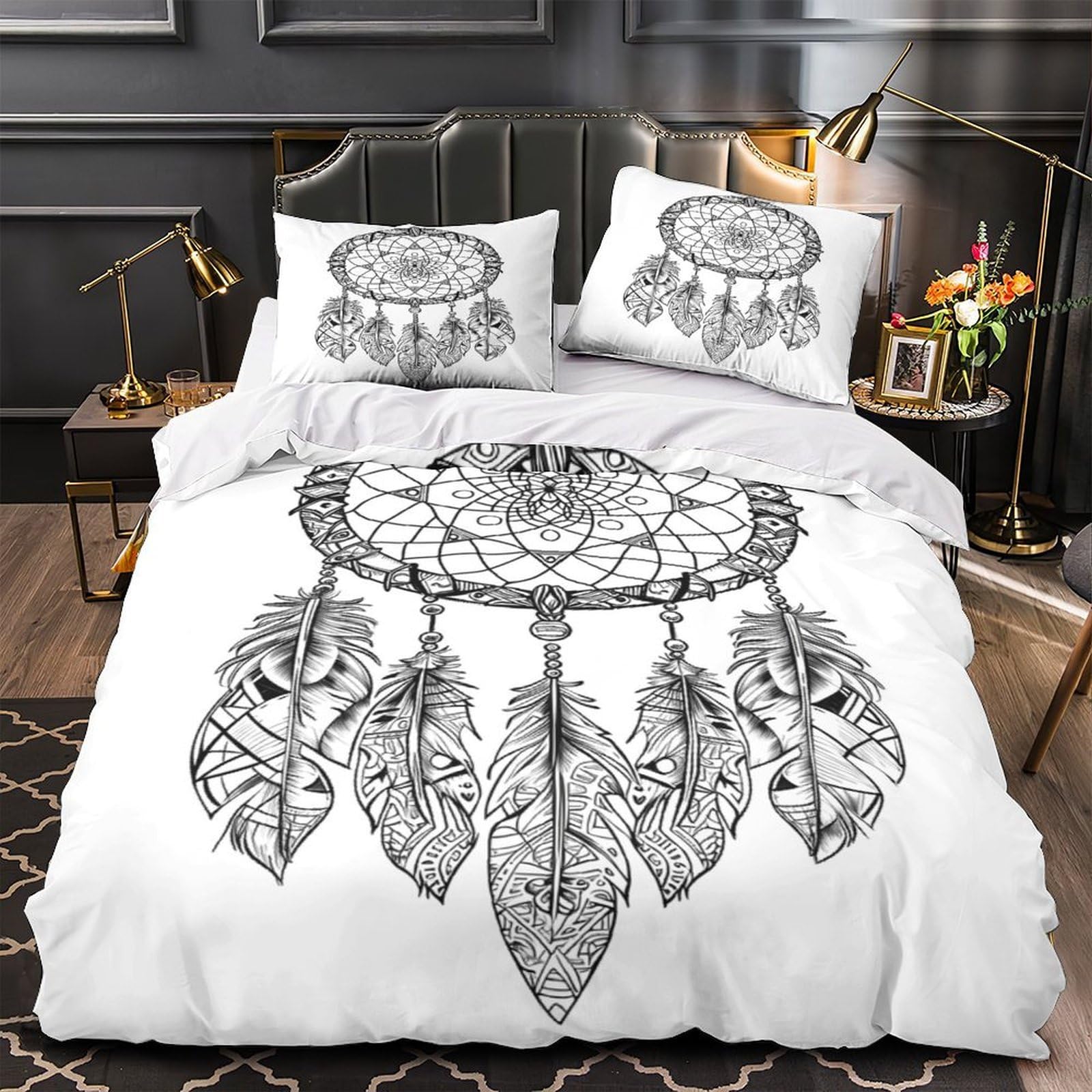 Parure de lit attrape-rêves housse couette 140x200 microfibre douce