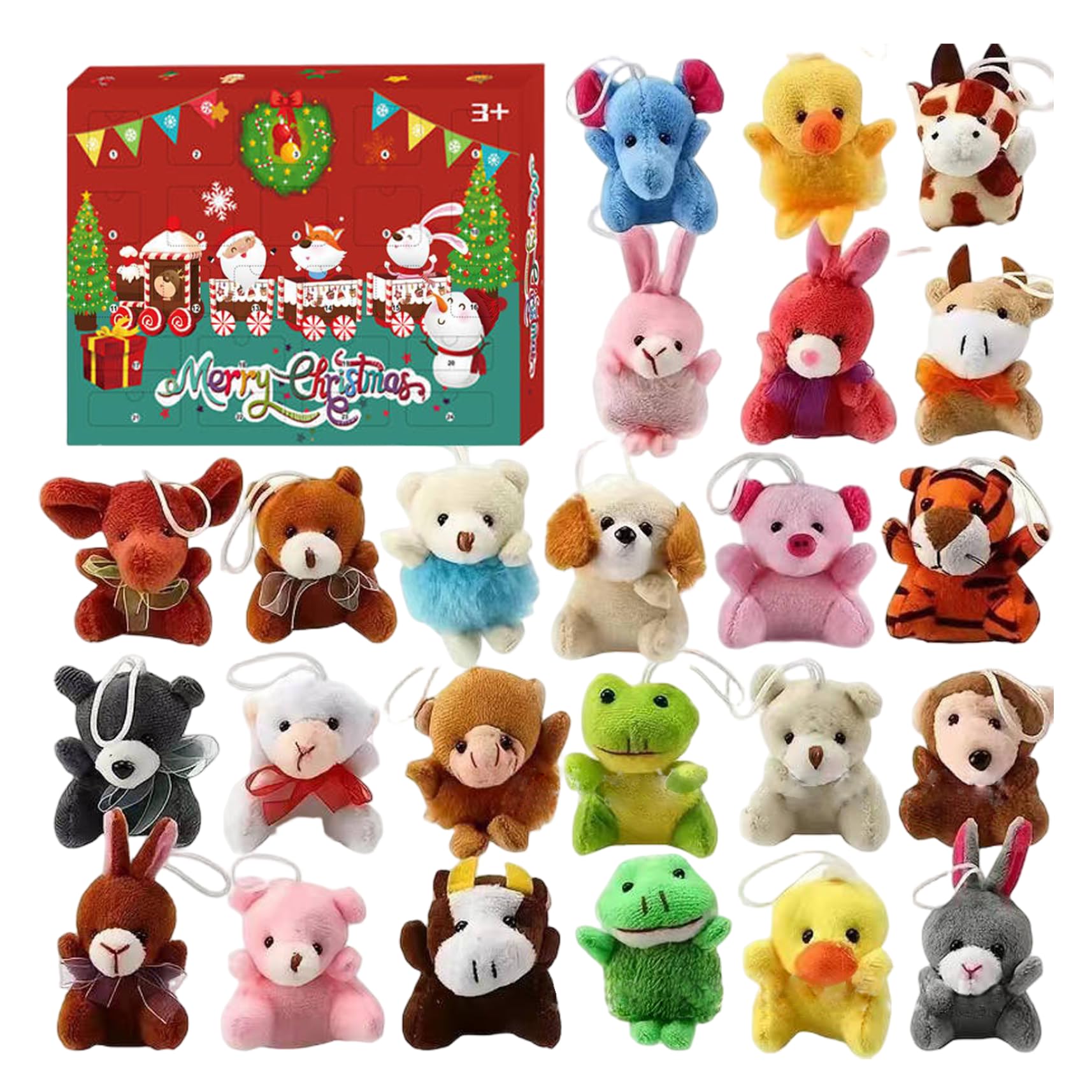 Christmas Advent Calendar 2025 24Pcs Cute Stuffed Animals Advent Calendar Plush Toys Christmas Decor for Girls Boys, B Countdown, Coun