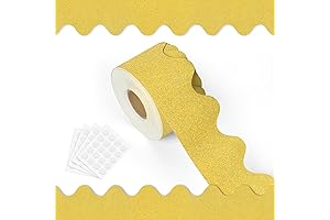 65.6 Feet Bulletin Board Borders Paper Glitter, Wavy Gold Borders Blackboard Trim,...