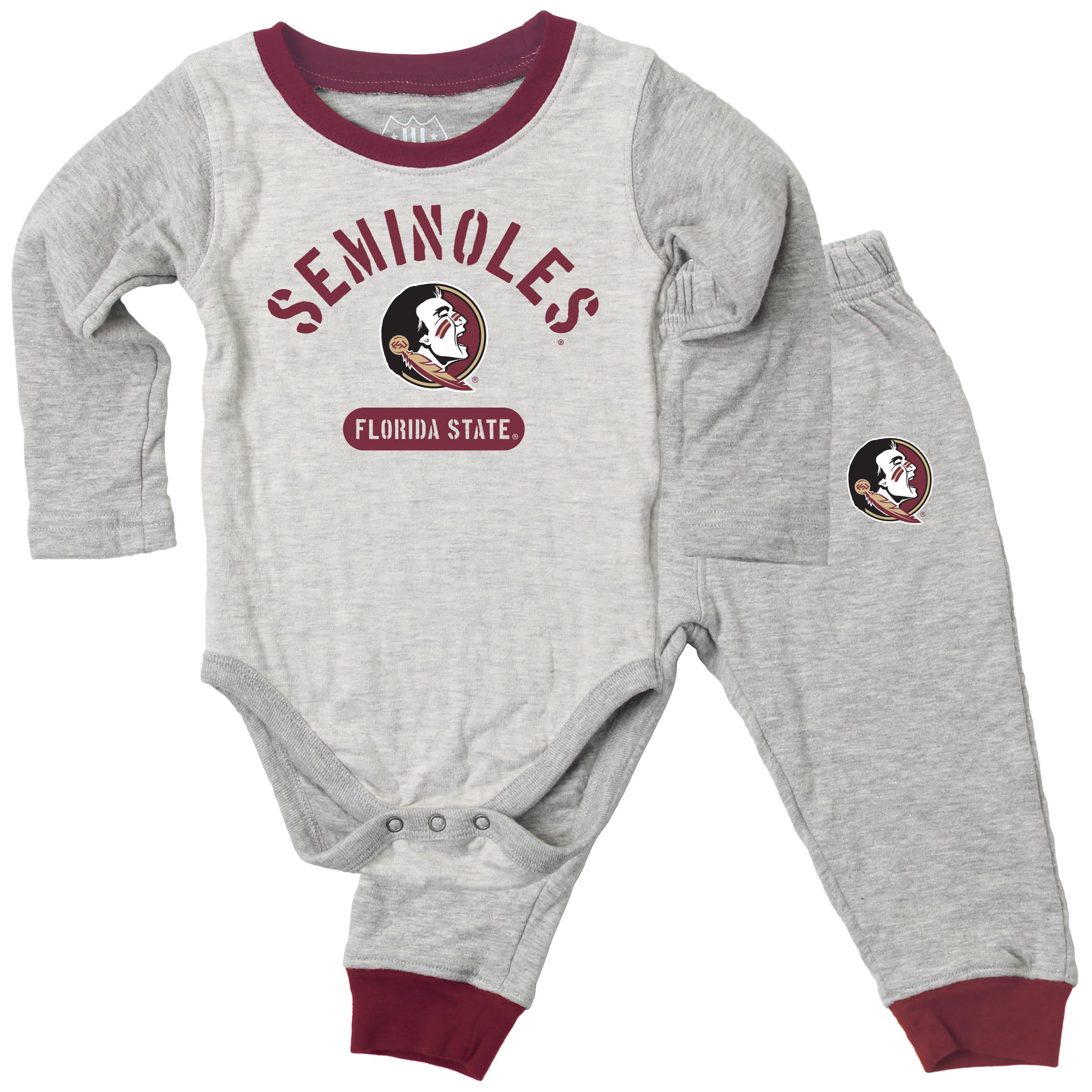 Wes and Willy Baby College Jie Jie Long Sleeve Bodysuit and Pant Set (Florida State Seminoles, 18M)