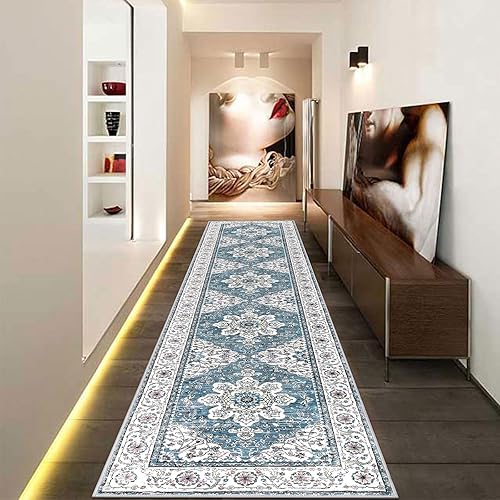 Miniatura 7 de Ileading Alfombra vintage para pasillo, 2 x 10 pies, lavable a máquina, alfombra de entrada extendida con respaldo de goma, tapete antideslizante