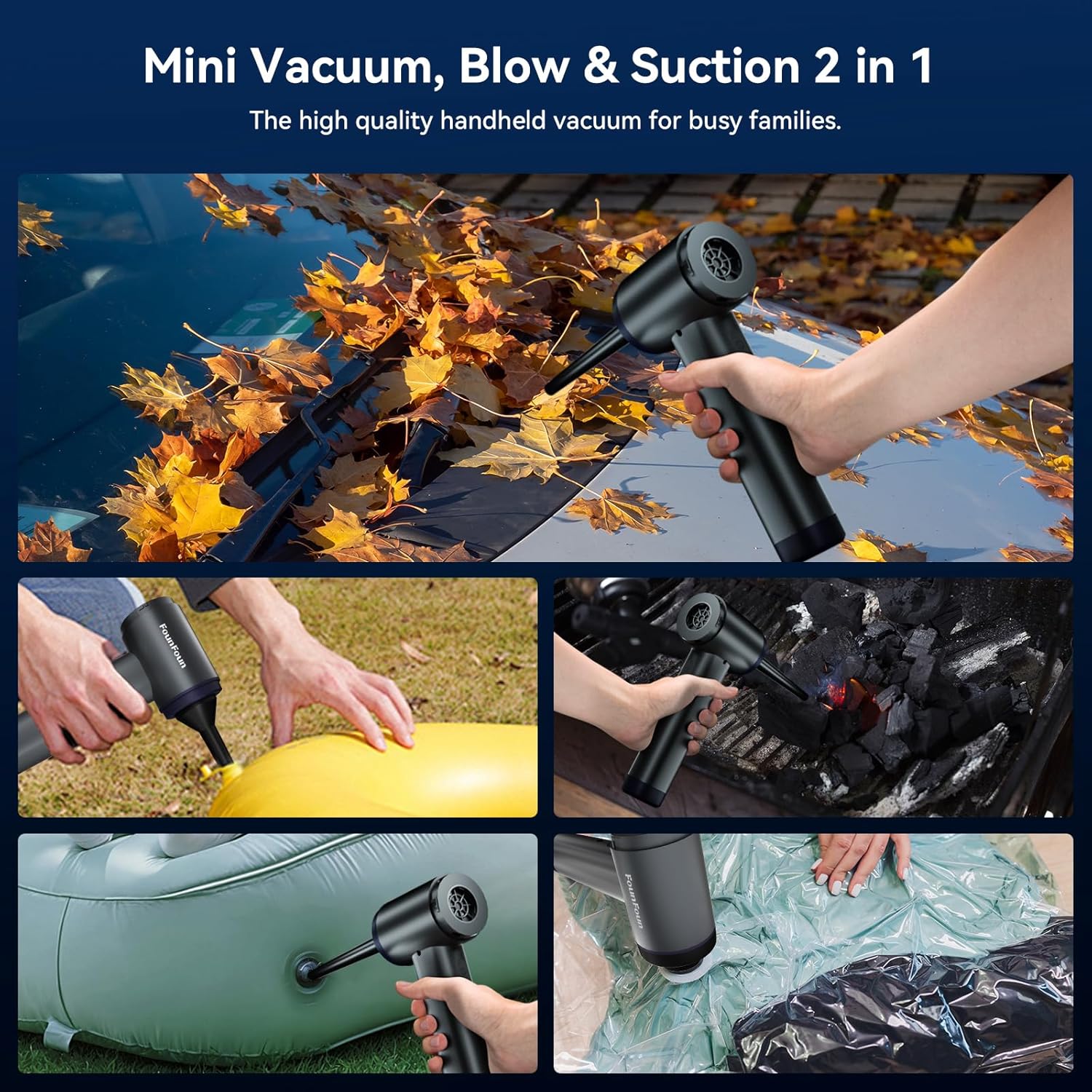 Powerful & Portable: The Ultimate 2-in-1 Handheld Car Vacuum for Pet Hair!