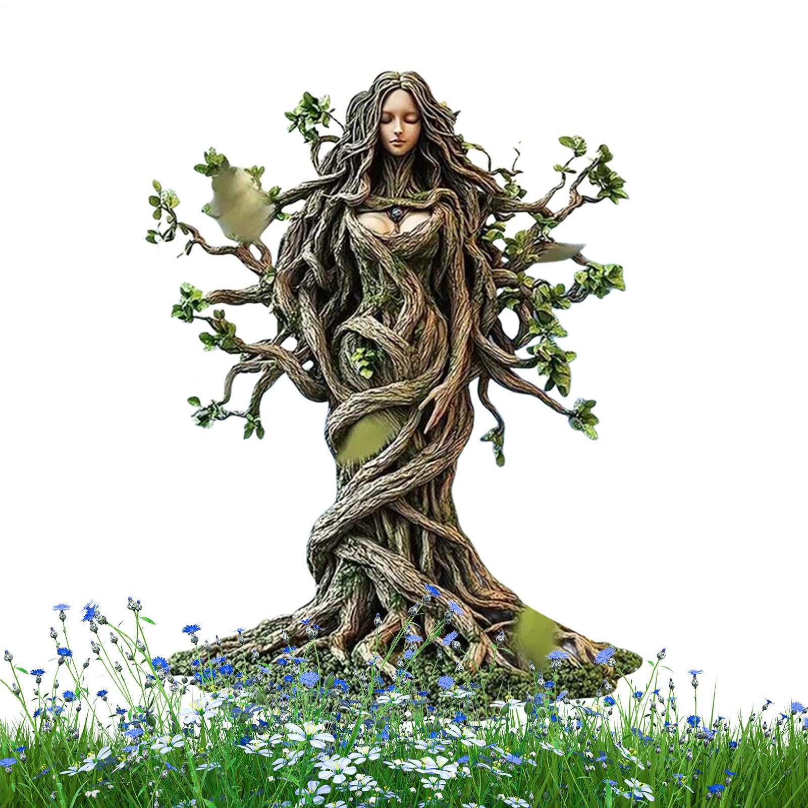 Acrylic Garden Stakes, Tree Man Fairy Earth Goddess Garden Statue Stakes, 2D Flower Pot Ground Insert Ornaments, Potted Plant Decoration Scene Embellishment — image 1