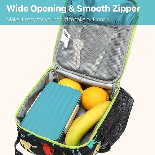 Miniatura 8 de Bagseri Lonchera para niños y niñas, lonchera aislada, portátil, reutilizable, para la escuela, forro resistente al agua