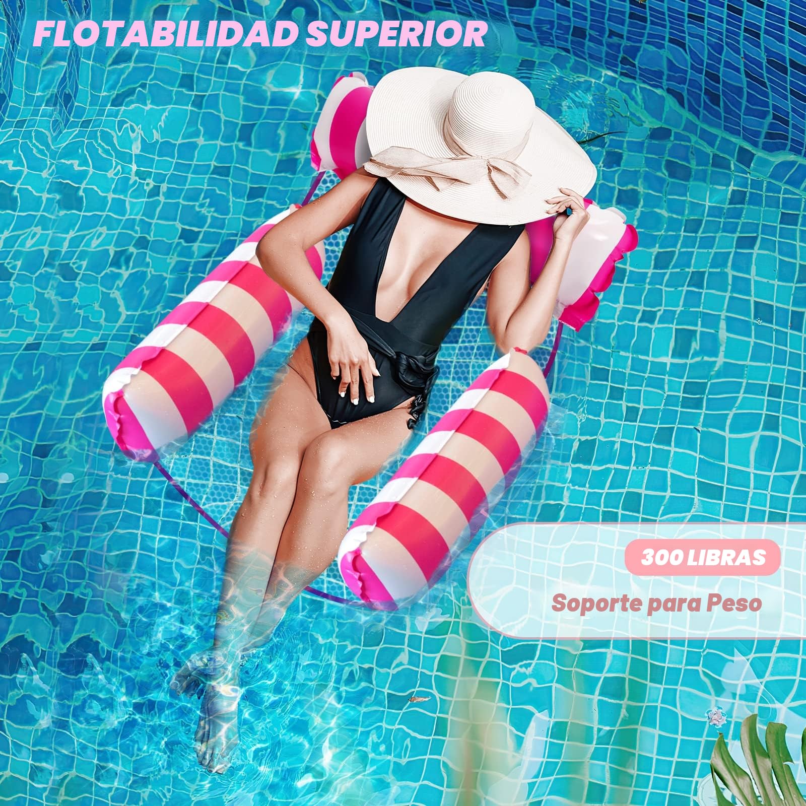 Micacorn Pack De 2 Hamacas Flotantes Inflables 4 En 1 – Incluye Bomba De Aire, Soportan 120 Kg, Ideales Para Piscina Y Playa